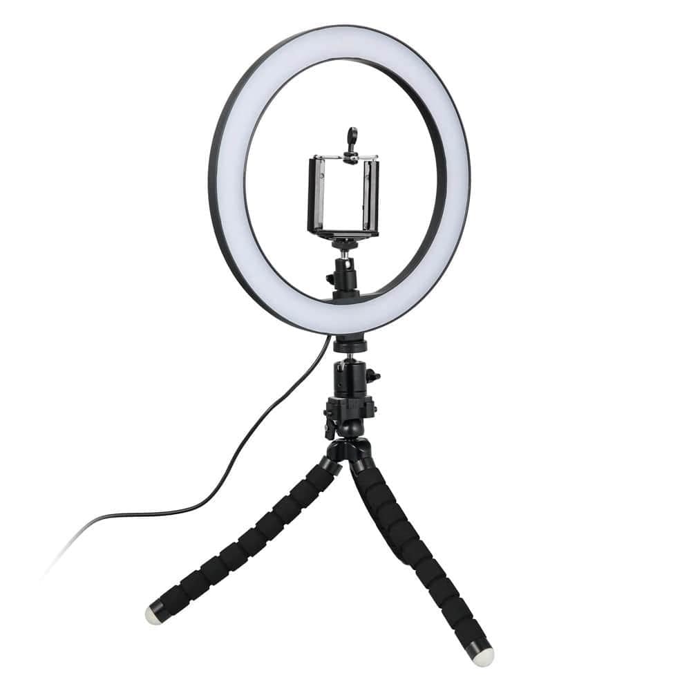 Selfie-Lampe/Ringlicht (26 cm) mit formbarem Stativ - Bild 1