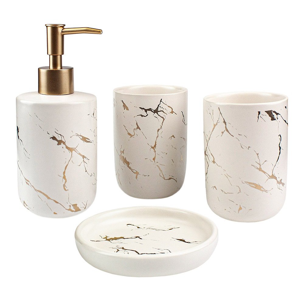 Badezimmerset in 4 Teilen - Wei&szlig; - Bild 1