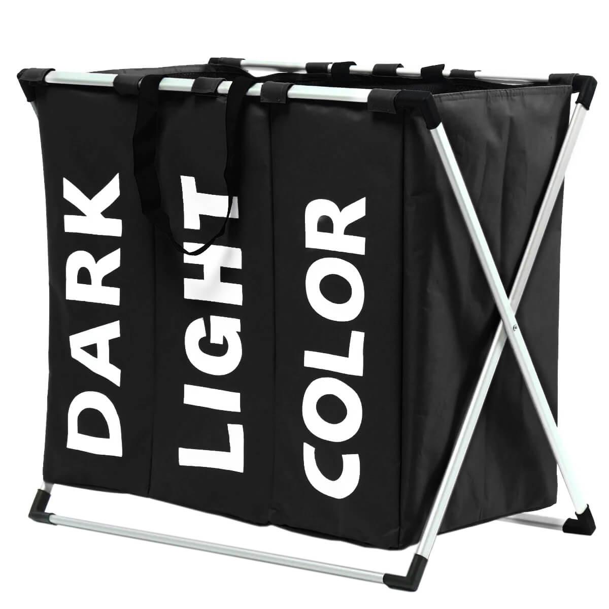 Stilvoller W&auml;schekorb in drei Teilen - Schwarz - Bild 1