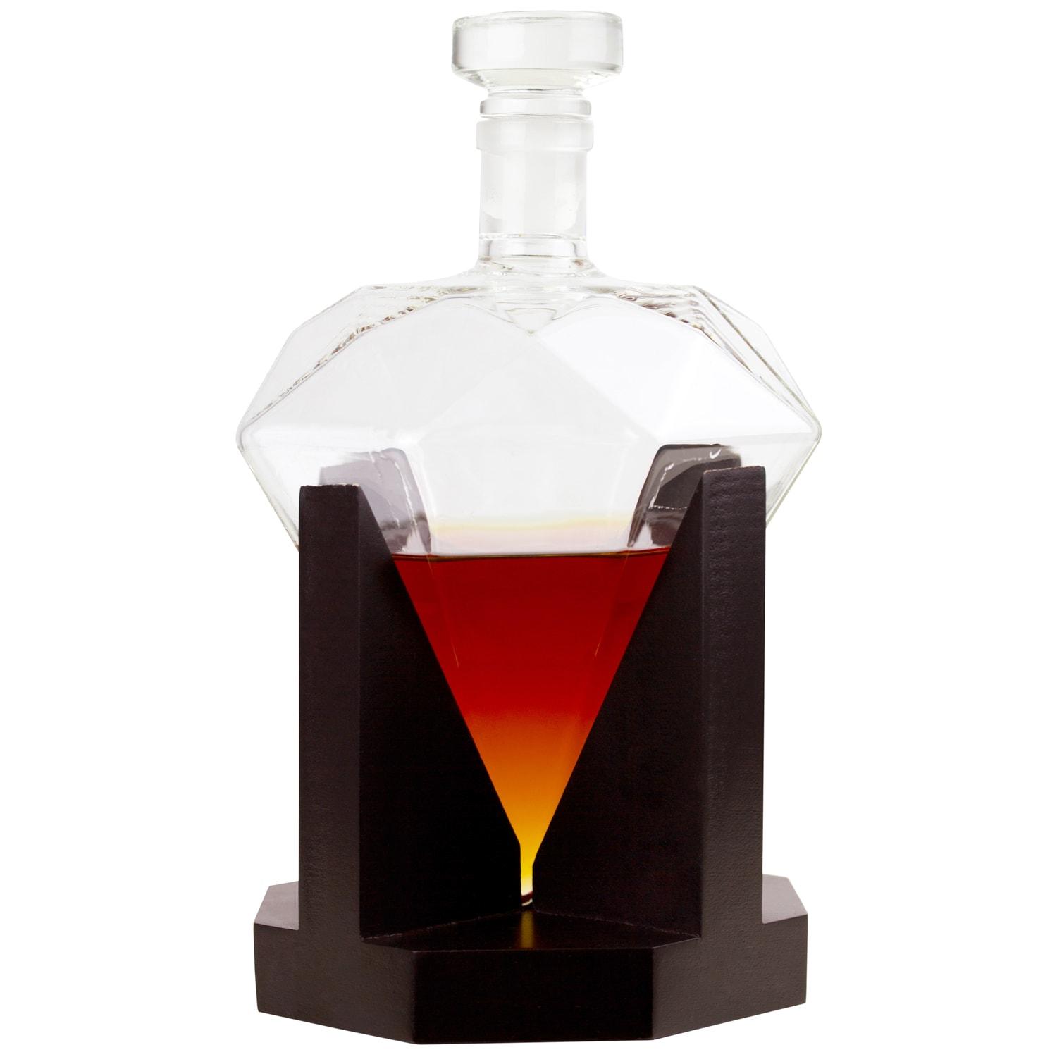 Rautenf&ouml;rmiger Dekanter mit Sockel aus Roteiche - Bild 1