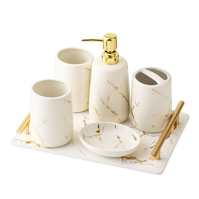 Badezimmerset in 5 Teilen – Weiß | 00754495642268