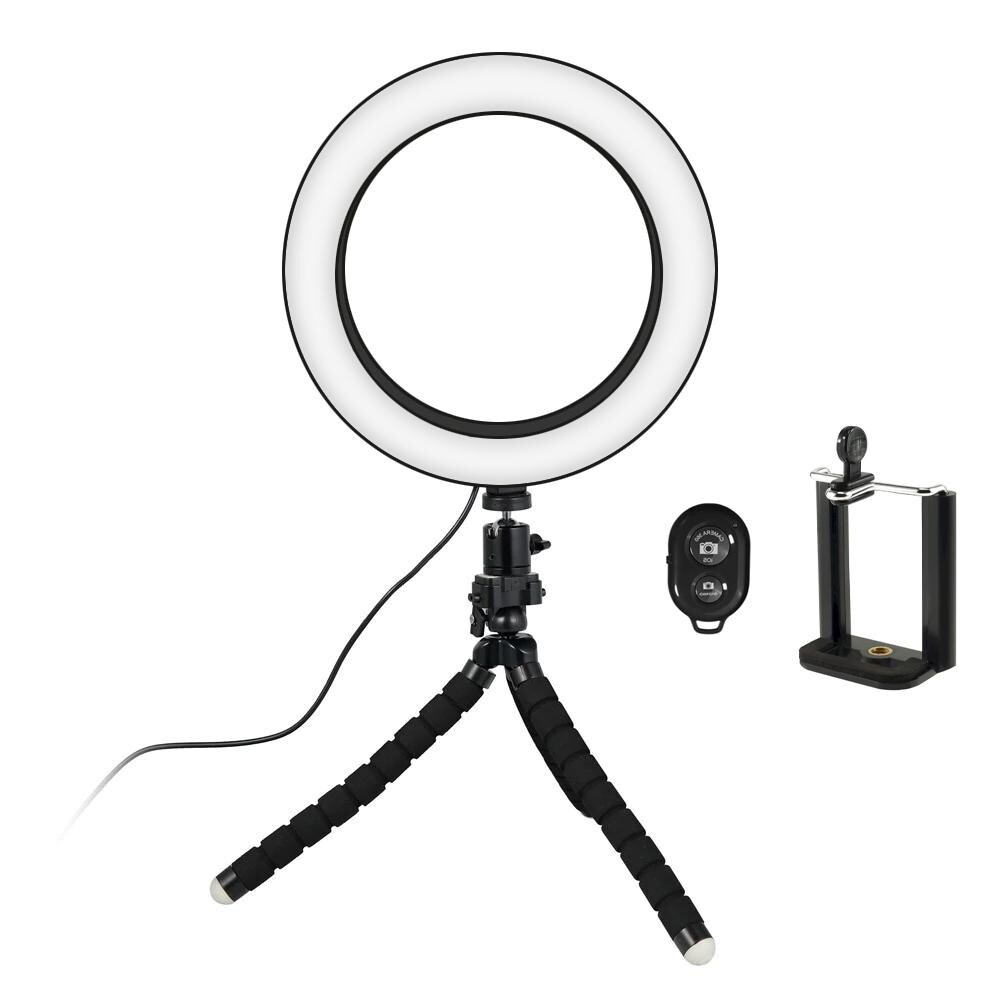 Selfie-Lampe/Ringlicht (20 cm) mit formbarem Stativ | 00754495651574