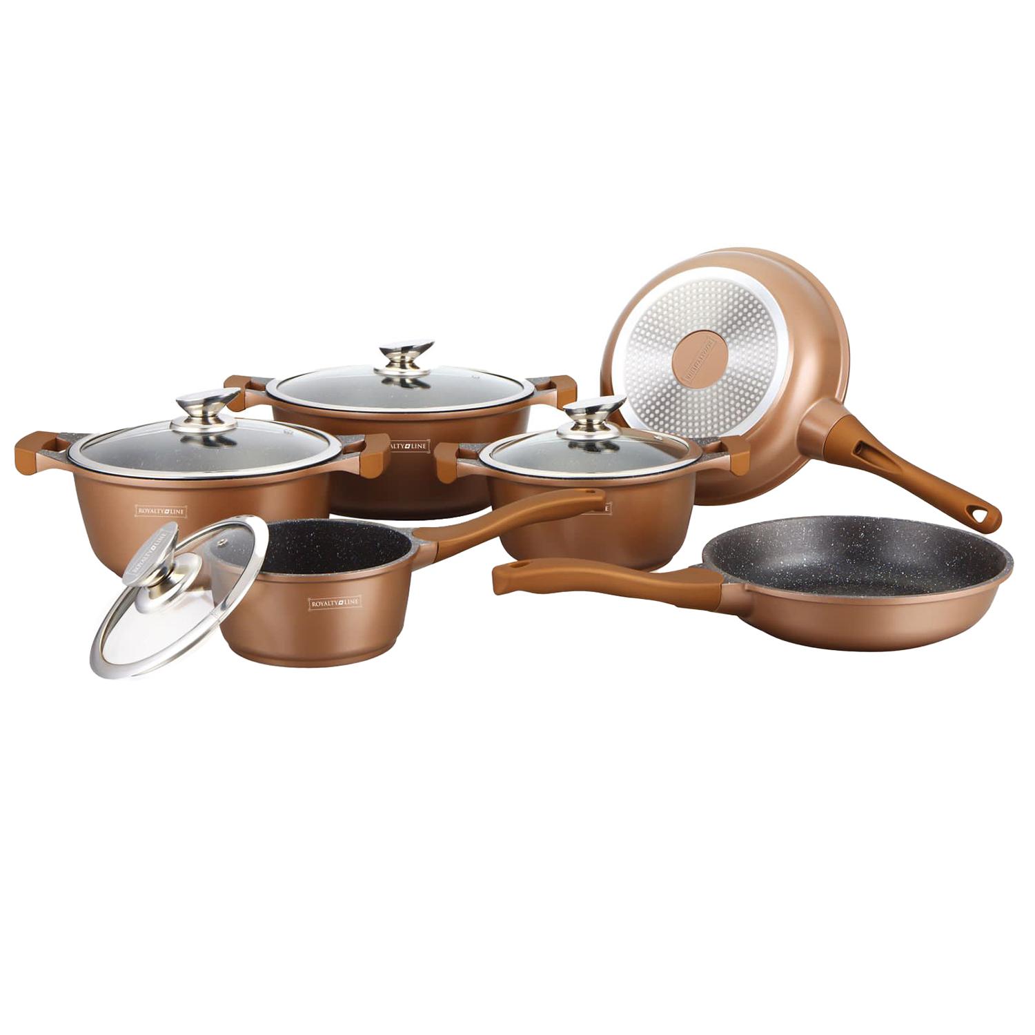 Royalty Line RL-BS1010M: 13-teiliges Kochgeschirrset mit Keramikbeschichtung Kupfer - Bild 1