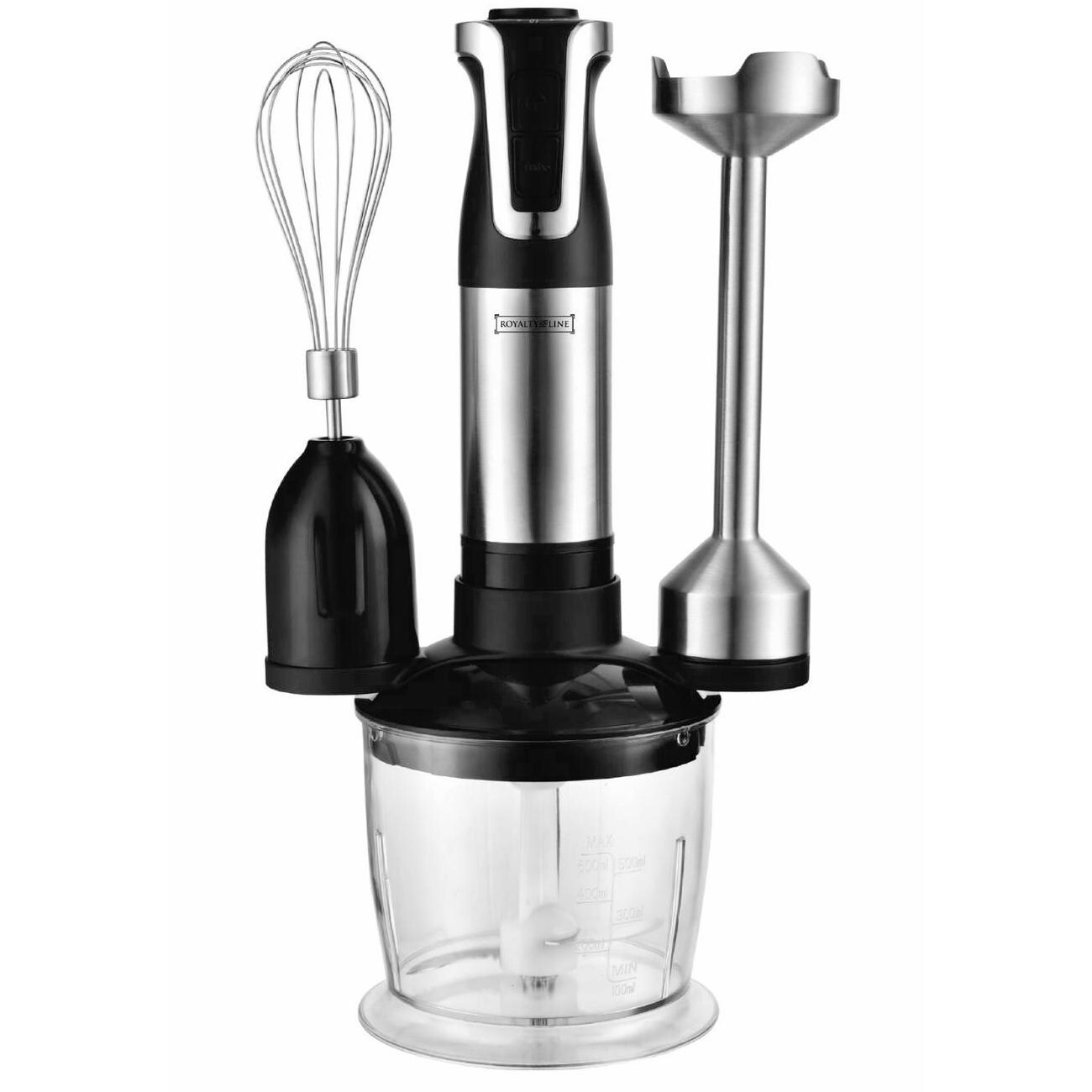 Royalty Line RL-ESMS800BLK: 3-in-1 Stabmixer-Set – Power-Schneebesen, Stabmixer, Zerkleinerer – Schwarz | 05407004747408