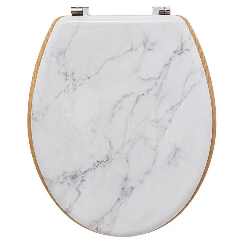 Toilettensitz - Holz und wei&szlig;er Marmor - Bild 1