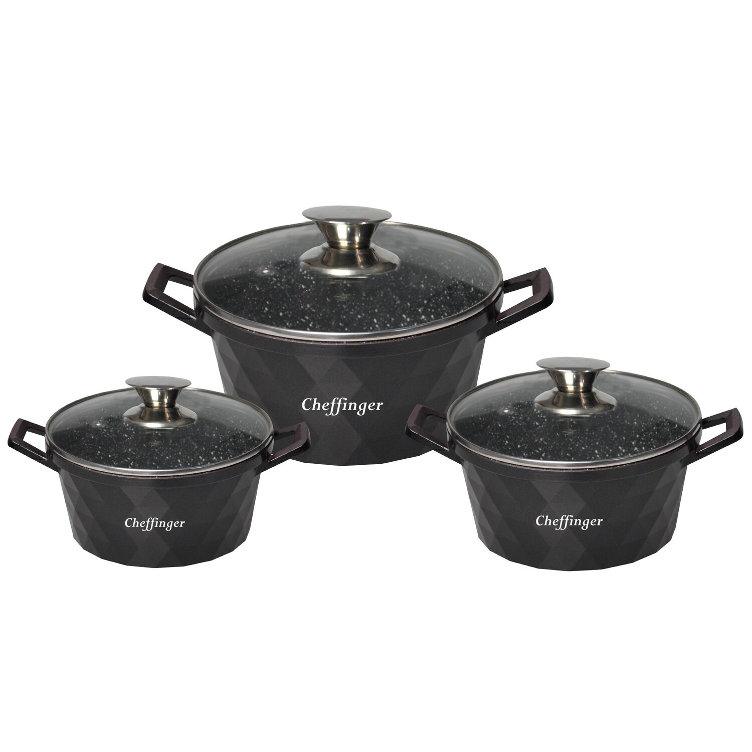 Set mit T&ouml;pfen - Aluminium und Glas - 6-teilig - Bild 1