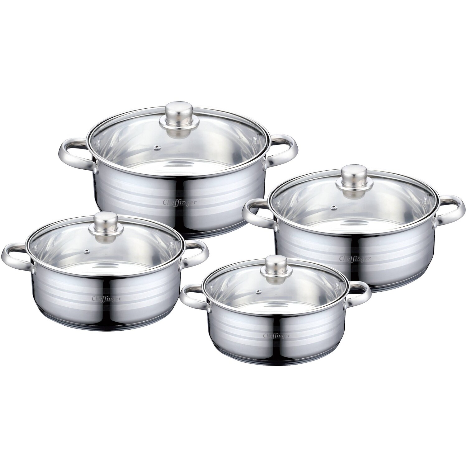 Set mit T&ouml;pfen - 8 Teile - Edelstahl - Bild 1