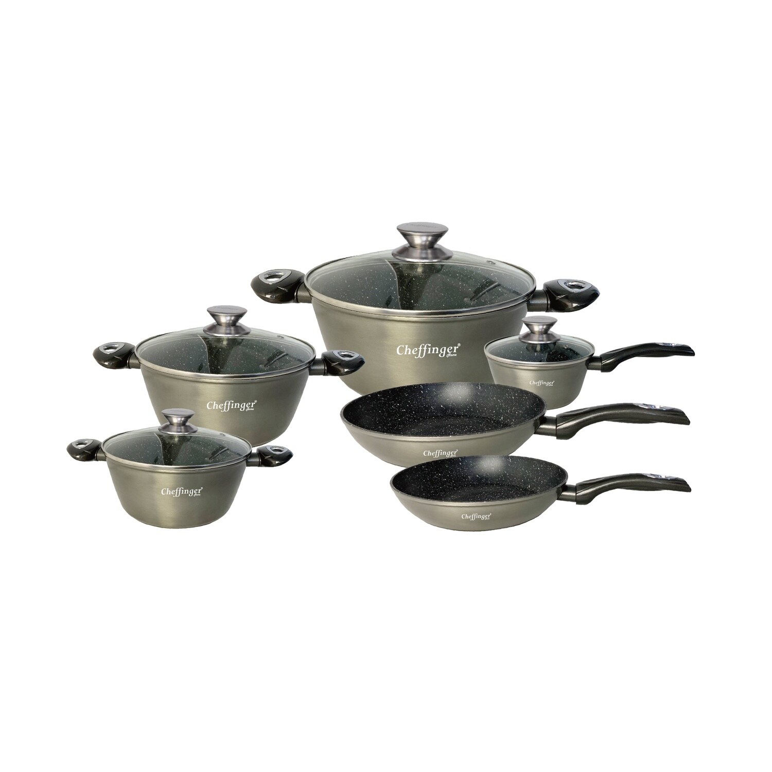 T&ouml;pfe, Bratpfannen, Kochtopf - Silber - 10 Teile - Bild 1