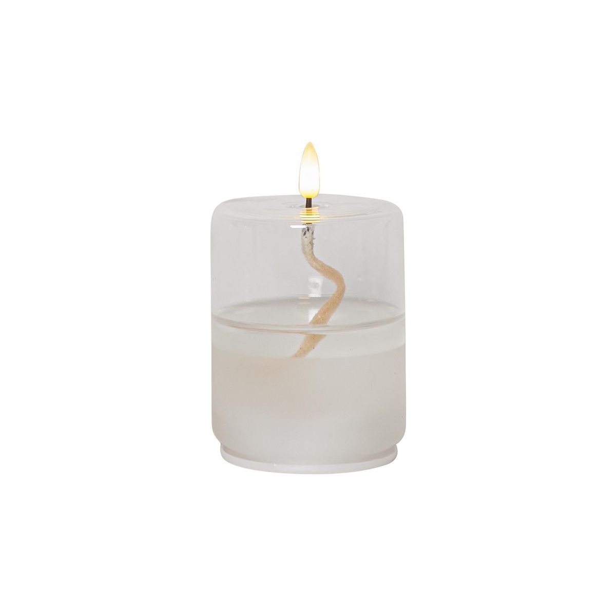 LED Kerze ,Flamme Float' im Glas , &Ouml;lkerzen-Optik , Gelkerze mit Docht , transparent , Flacker-Effekt , H 13cm , &Oslash; 8cm - Bild 1