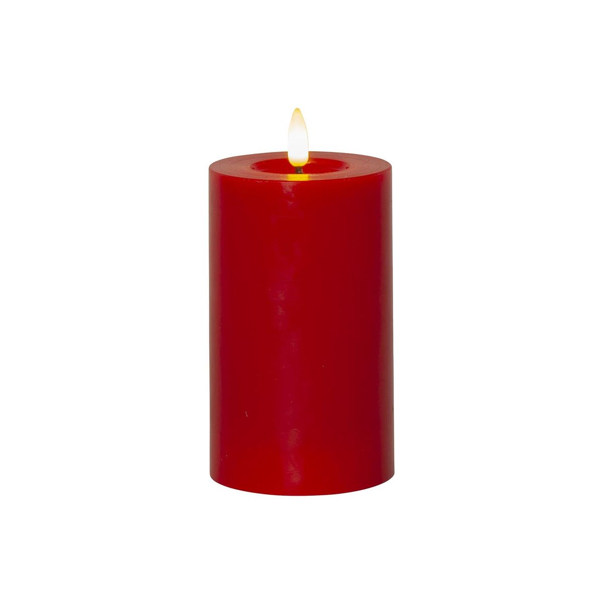 LED Stumpenkerze ,Flamme Flow' in Rot , Batterien , Timer , Echtwachs , warmwei&szlig; flackernd , H 15cm , &Oslash; 7 ,5cm - Bild 1