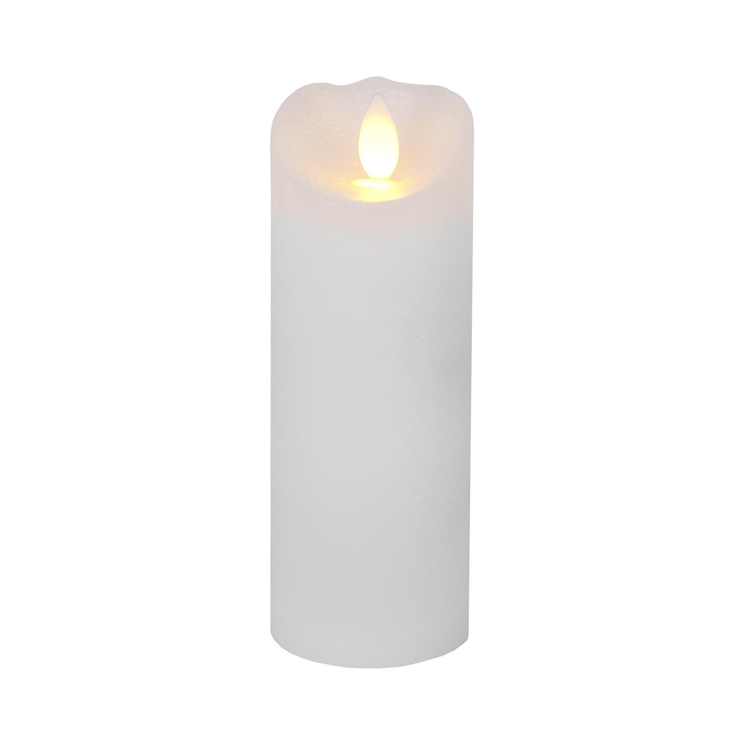 LED Blockkerze ,Glow' mit Batterie und Timer , Echtwachs , wei&szlig; , 15cm - Bild 1