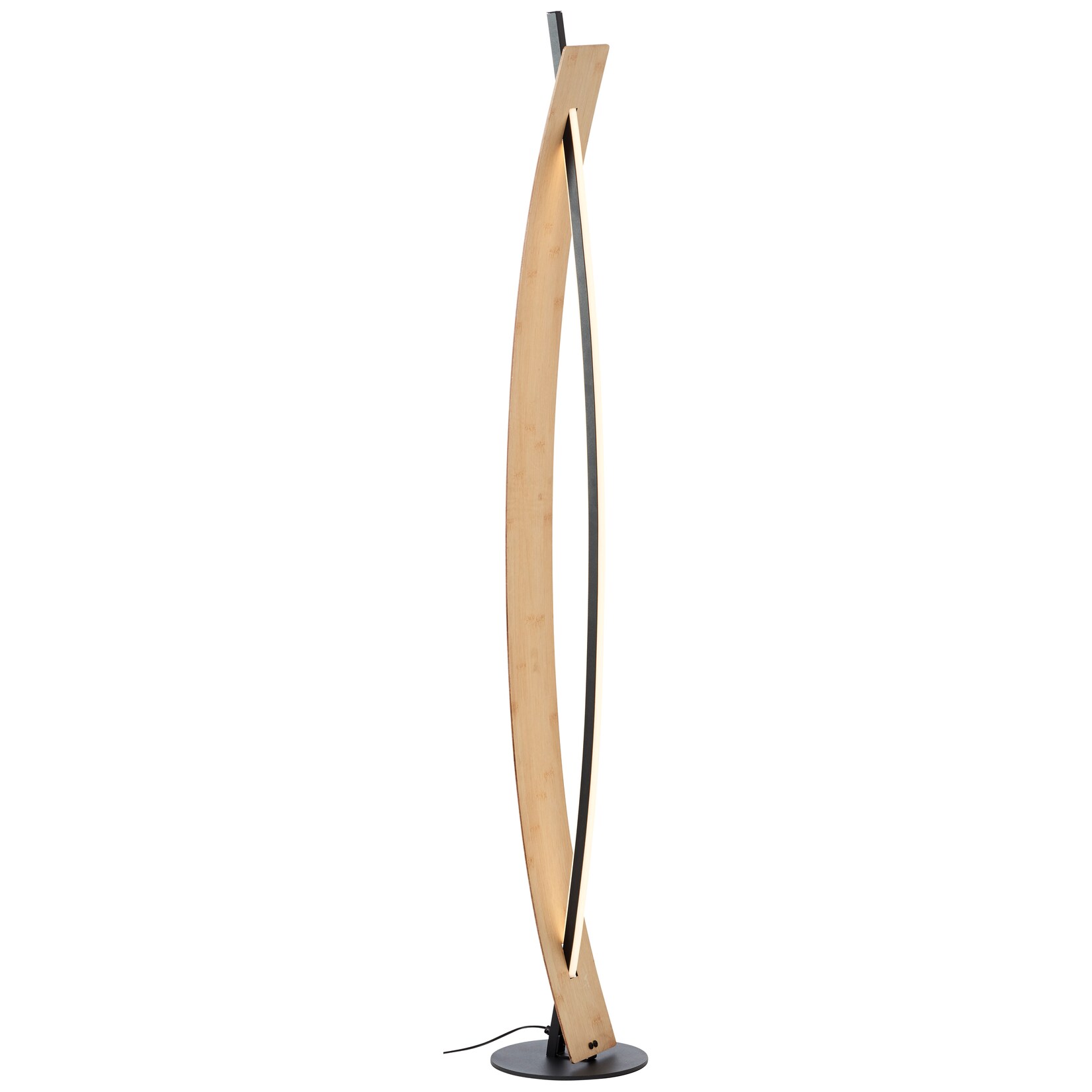 Brilliant LED Stehlampe Visby LED Stehleuchte , 120 cm , 2000 lm , 3000 K , Metall/Bambus , schwarz/natur
