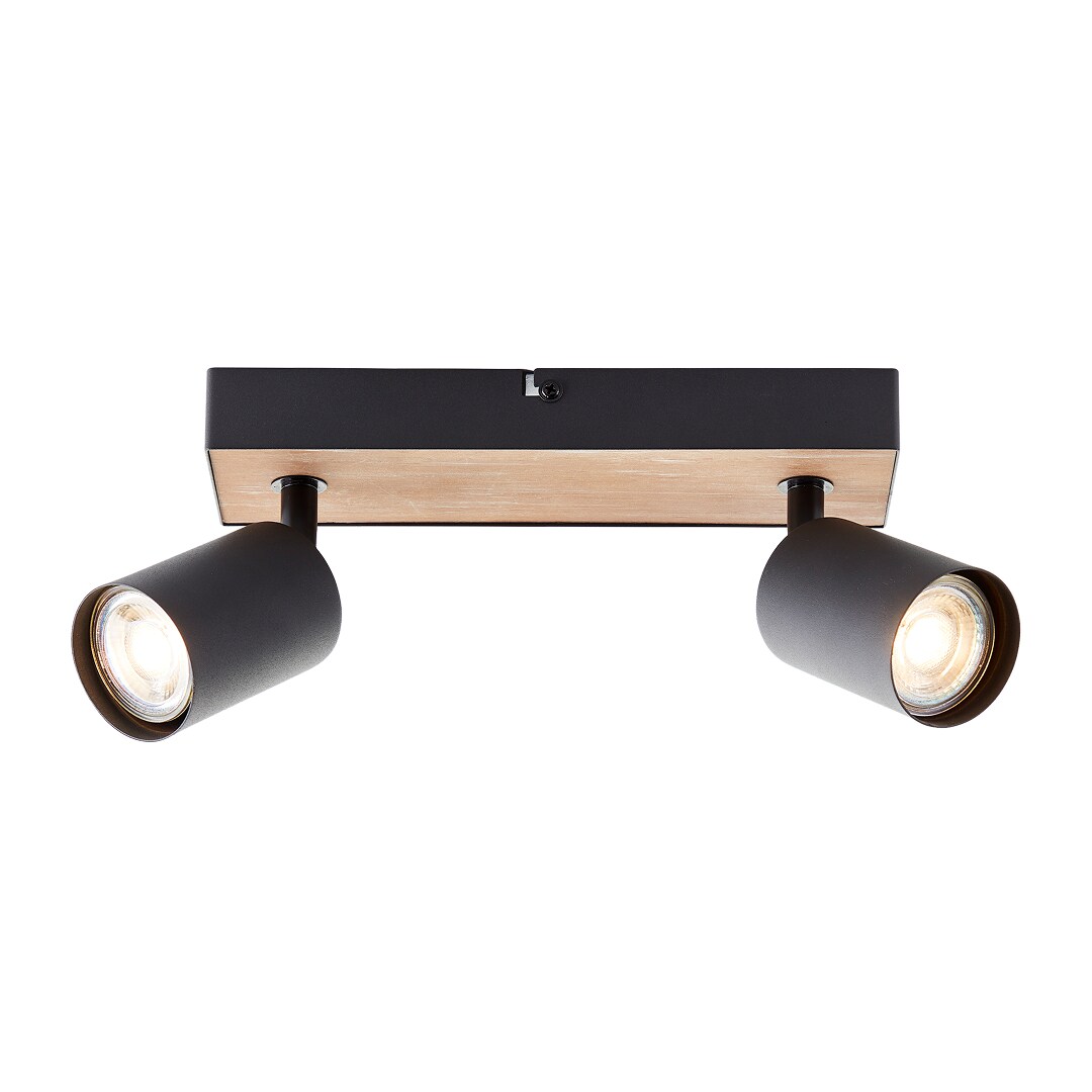 Brilliant Jello Wood LED Spotbalken 2-flammig - Schwenkbare Deckenleuchte in Schwarz/Holz , inklusive warmwei&szlig;er LED-Leuchtmittel , GU10 , FSC&reg;-zertifiziert , dimmbar , 345 Lumen , 3000K - Bild 1
