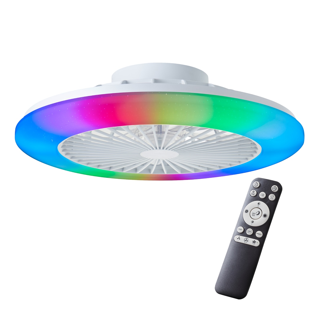 Brilliant LED Deckenleuchte mit Ventilator, 49 cm &Oslash; - RGB Frontlicht & CCT Zentralbeleuchtung, inkl. Fernbedienung, dimmbar & Farbwechsel - Bild 1