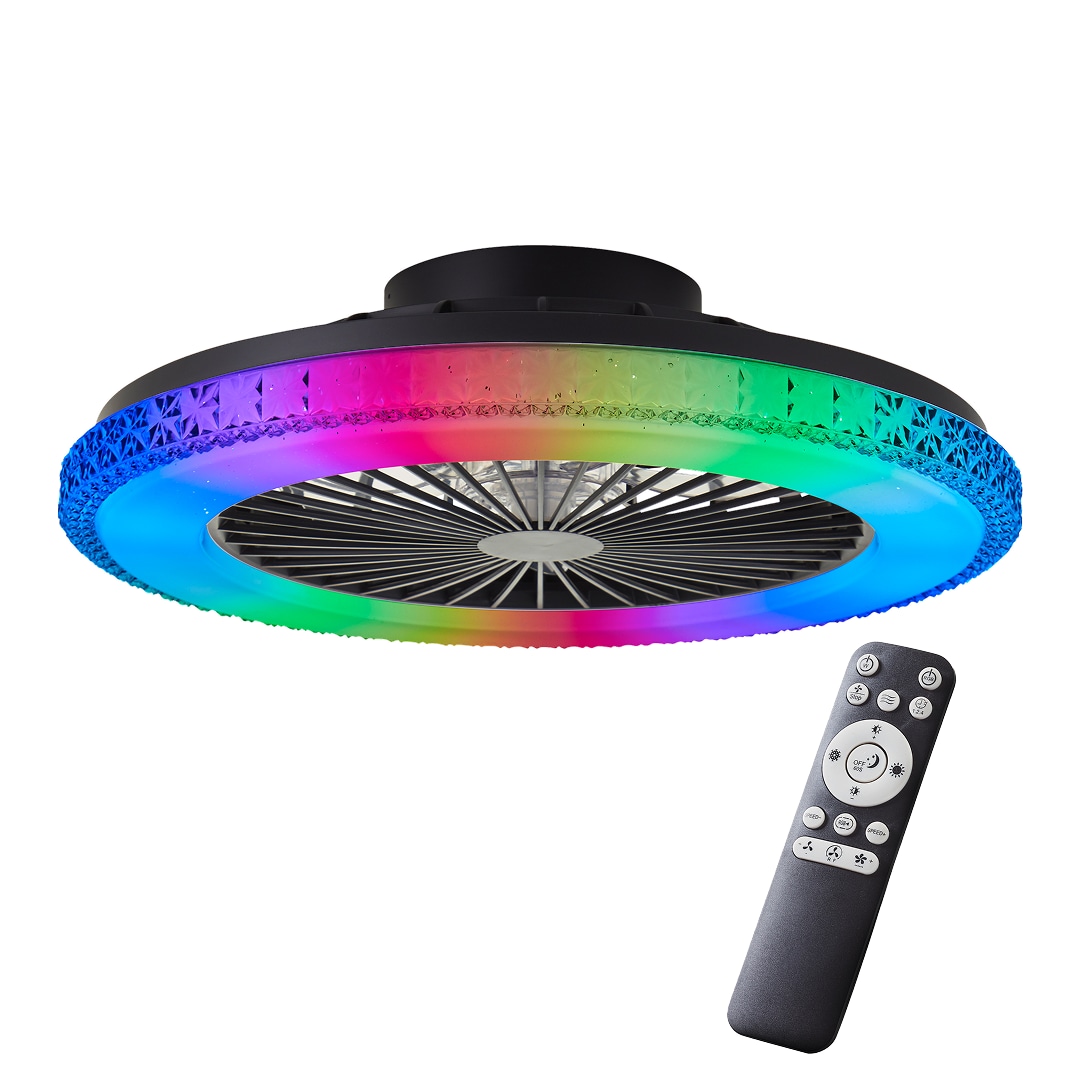 Brilliant LED Deckenlampe mit Ventilator, 49 cm &Oslash; - RGB-Frontlicht & CCT-Zentralbeleuchtung, dimmbar, mit Farbwechsel & Fernbedienung - Bild 1
