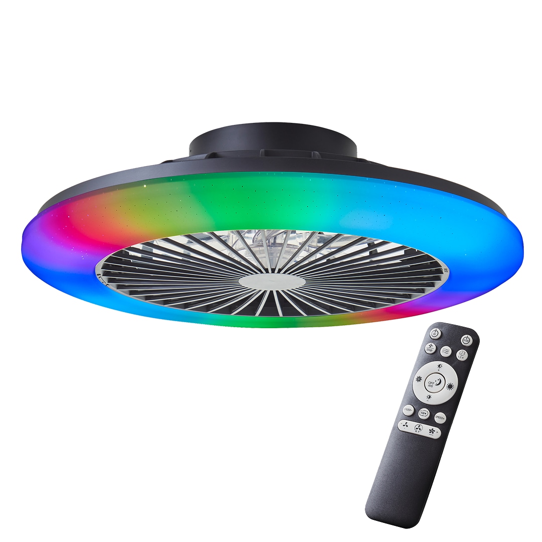 Brilliant LED Deckenleuchte mit Ventilator, 49 cm &Oslash; - RGB Frontlicht & CCT Zentralbeleuchtung, inkl. Fernbedienung, dimmbar & Farbwechsel - Bild 1