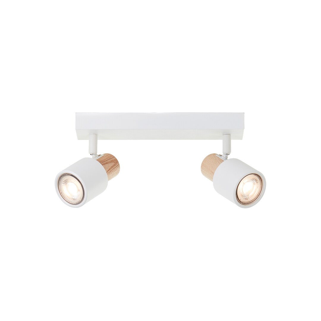 Brilliant Pini Spotbalken LED 2-flammig Schwenkbare K&ouml;pfe Dimmbar GU10 Fassungen Wei&szlig;/Holz Hell 345 Lumen , Nachhaltiges FSC&reg; Holz f&uuml;r Wohnzimmer & Arbeitszimmer - Bild 1