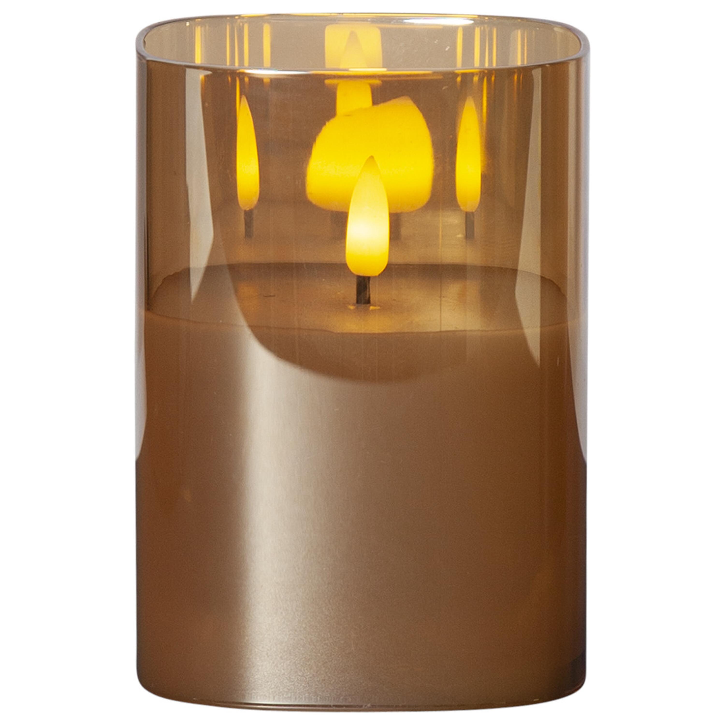 LED Windlicht ,Flamme' mit Flackereffekt , Batterie , Timer , bernsteinfarben , 12 ,5cm - Bild 1