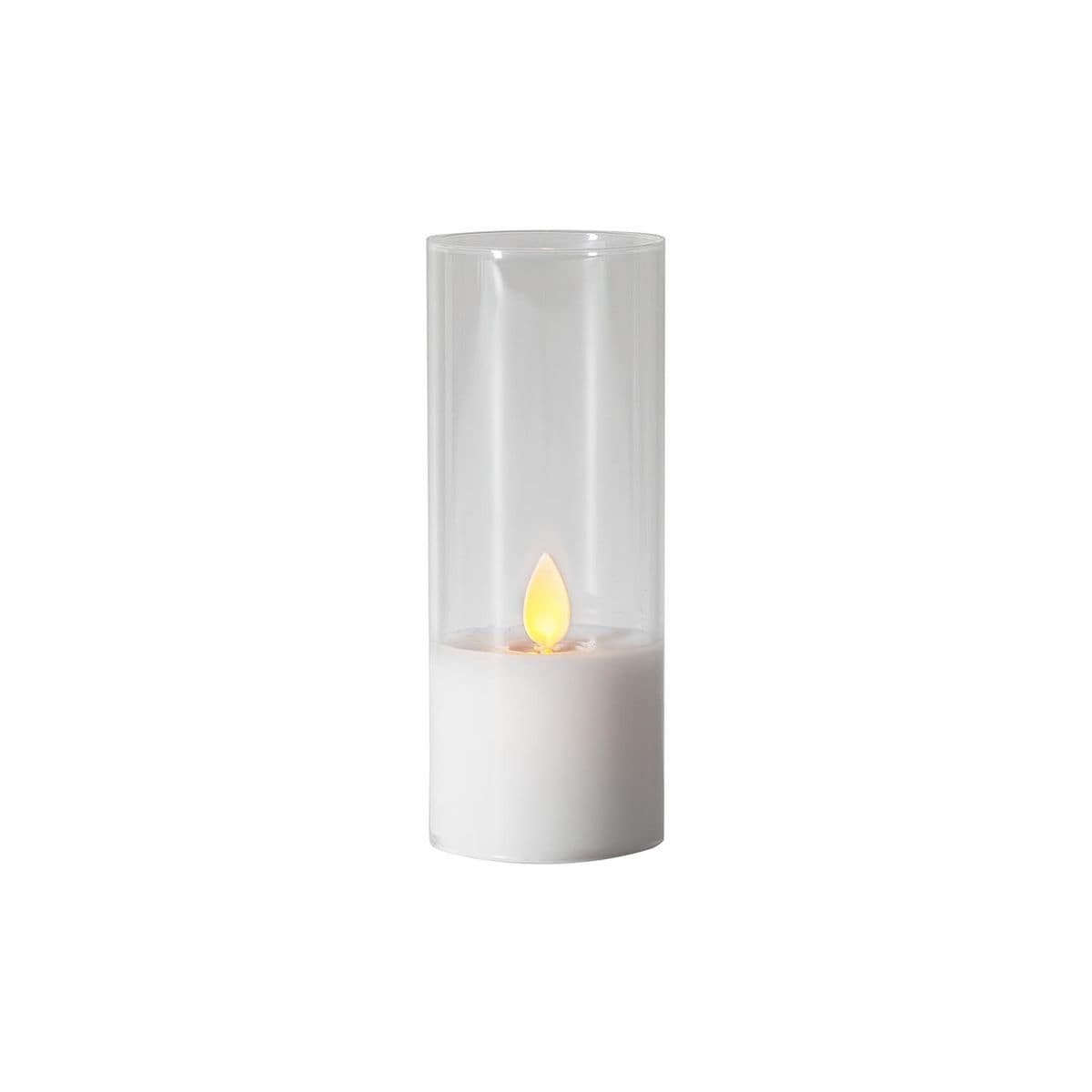 LED Windlicht ,M-Twinkle' mit Echtwachs-Kerze , flackernd , Batterie + Timer , H 12 ,5cm - Bild 1