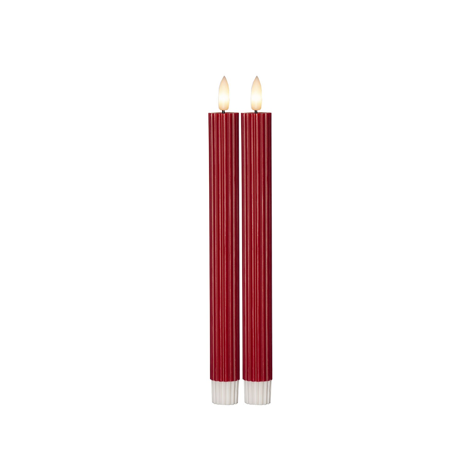 LED-Stabkerzen -Flamme Stripe' , 2er Set , Echtwachs , rot , H 25cm - Bild 1
