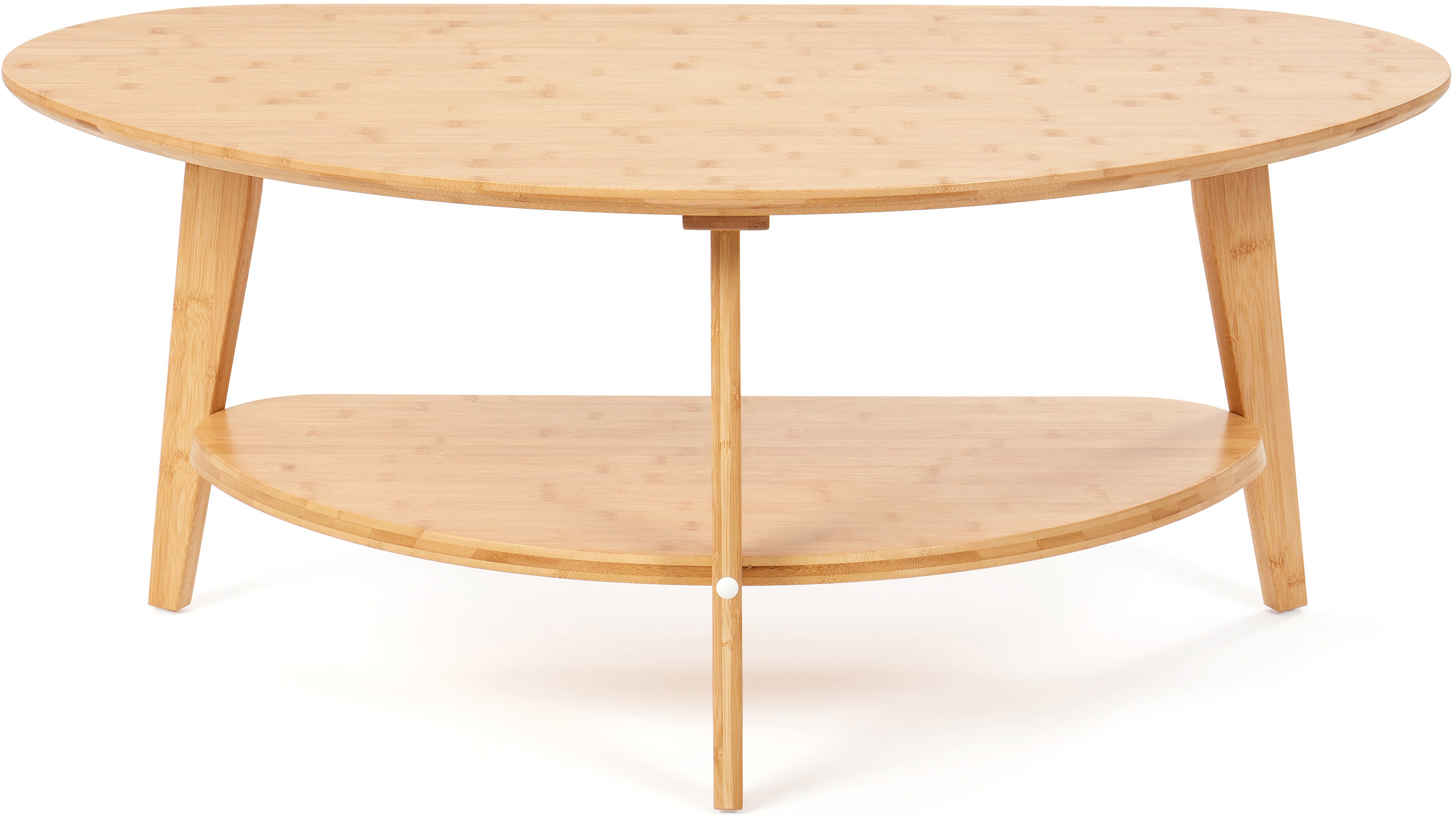 needs&wants&reg; Couchtisch 100% Bambus oval halb-rund, Wohnzimmertisch Holz natur, Sofatisch dreibein mit Ablage Stauraum - Bild 1