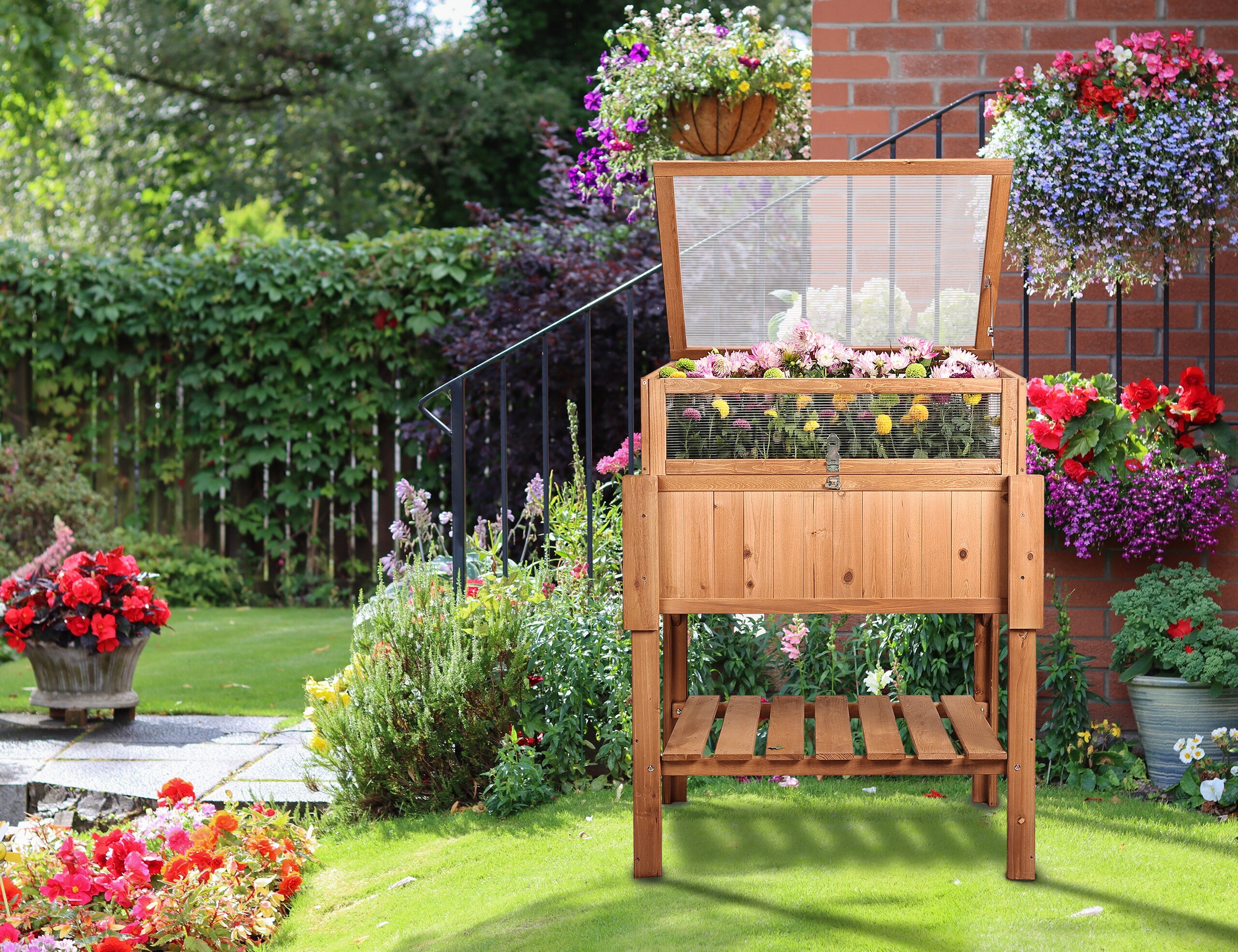 blumenstnder holz fr wohnzimmer Runder Blumenstnder aus Eiche