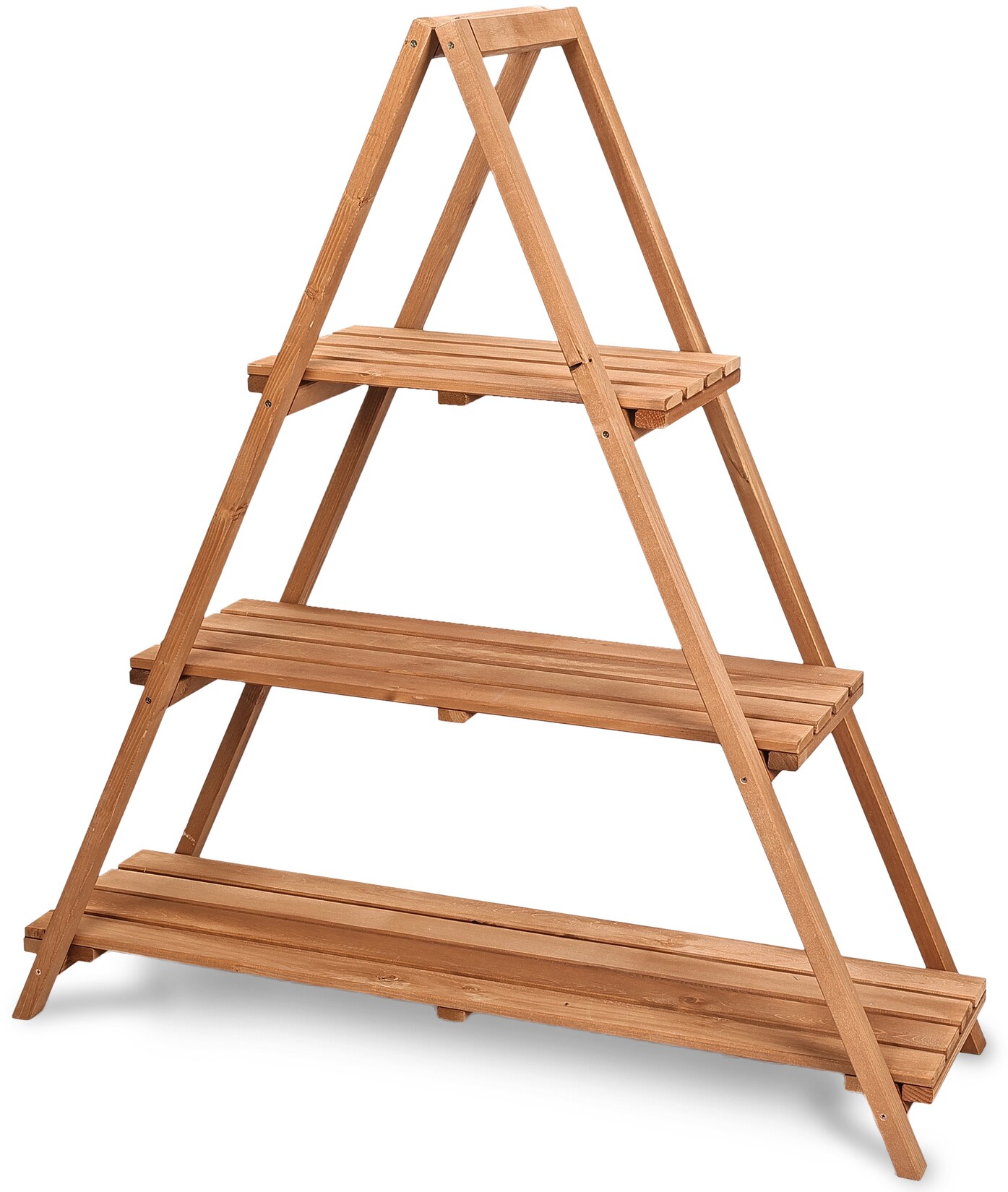 needs&wants® Großer Pflanzenständer Blumenständer Pflanzenregal Blumentreppe Blumenregal XL aus Holz wetterfest für Outdoor Indoor Balkon Garten draußen innen Wand, 115 x 37 x 123 cm hoch, braun | 04065827730055