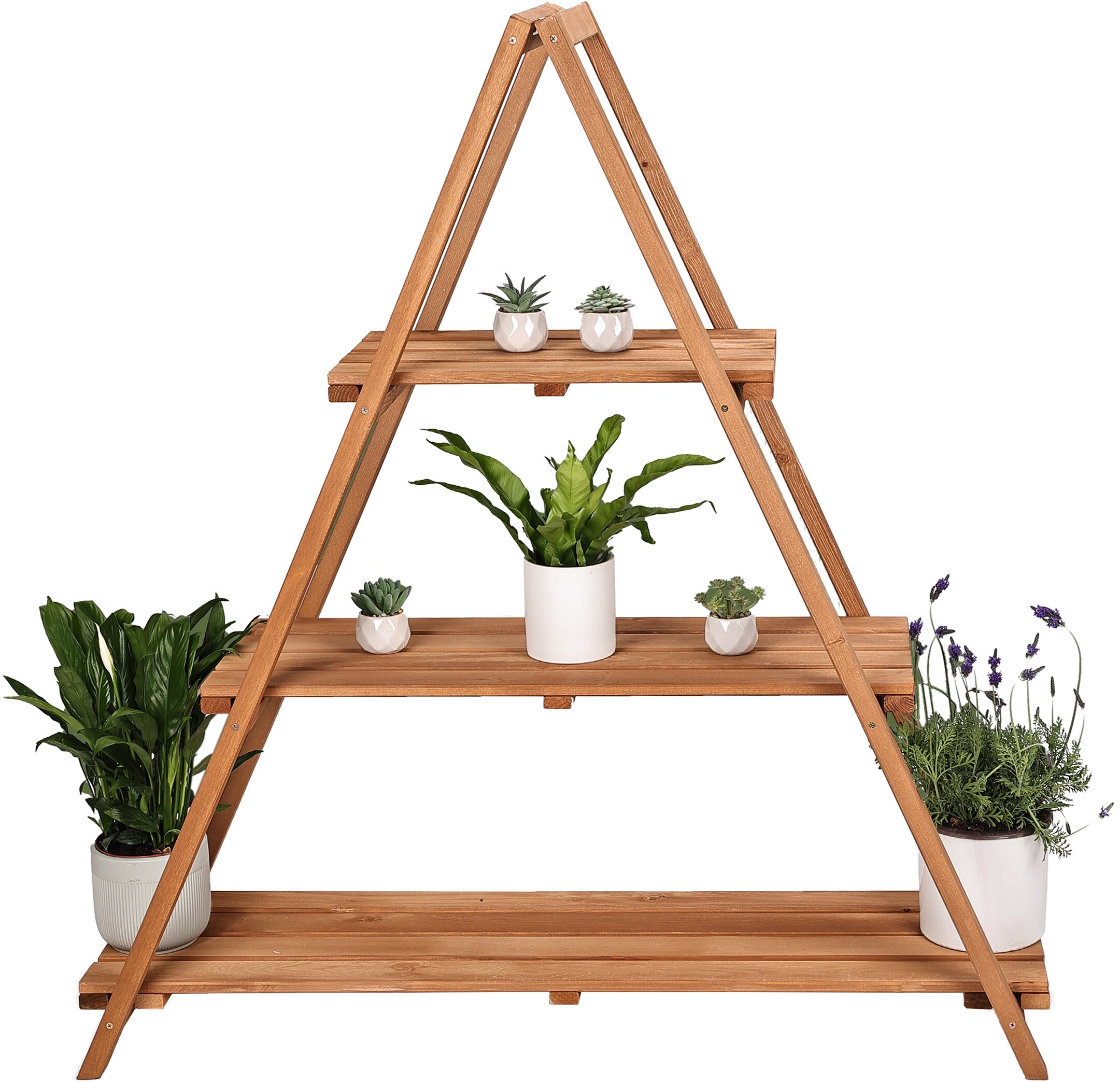 needs&wants® Großer Pflanzenständer Blumenständer Pflanzenregal Blumentreppe Blumenregal XL aus Holz wetterfest für Outdoor Indoor Balkon Ga
