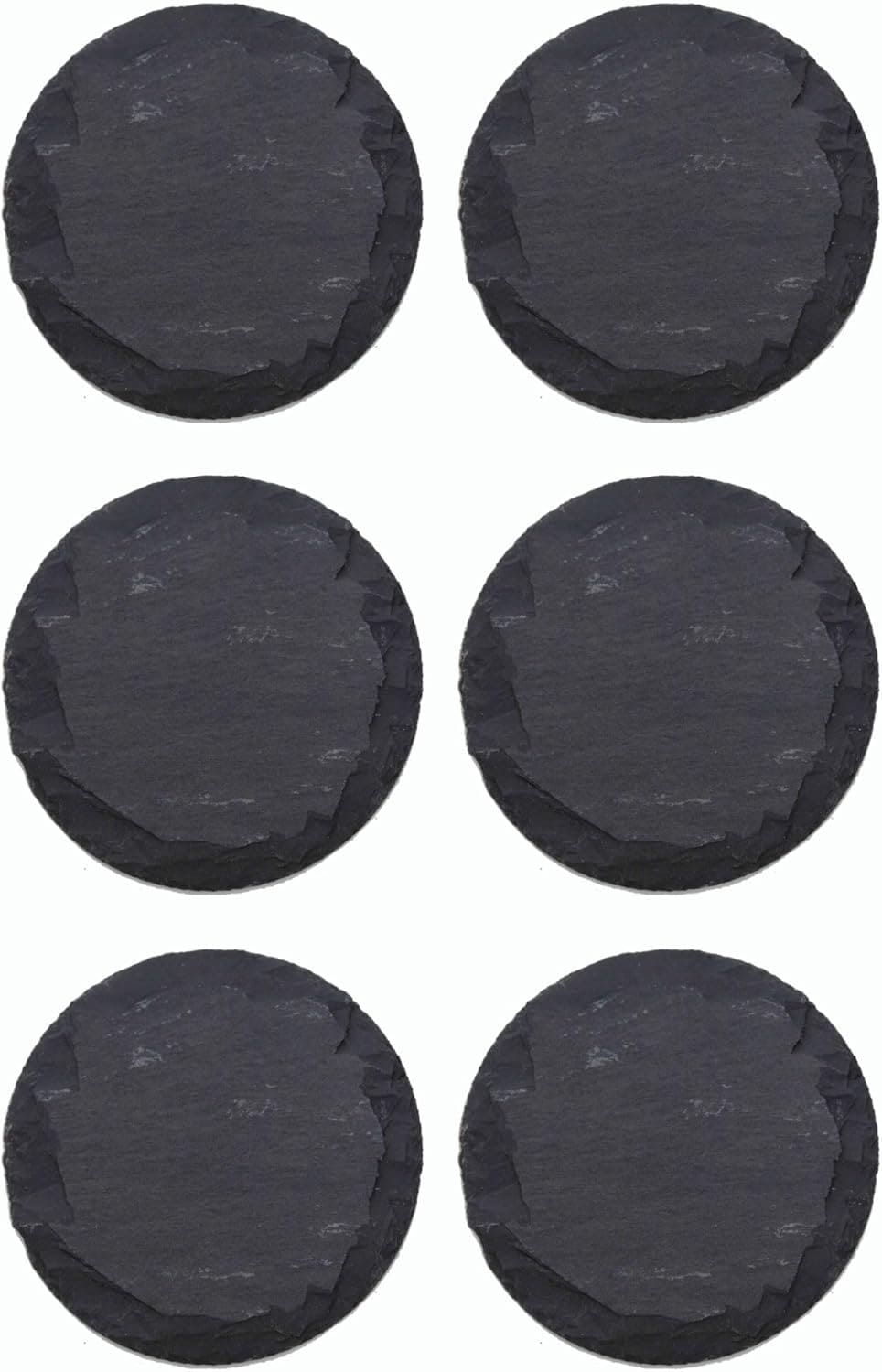 6x Schieferplatten I rund I 33x0,5 cm I Sushi Servierplatten Untersetzer K&auml;seplatte Tischplatz Schiefer Geschirr Platte schwarz - Bild 1
