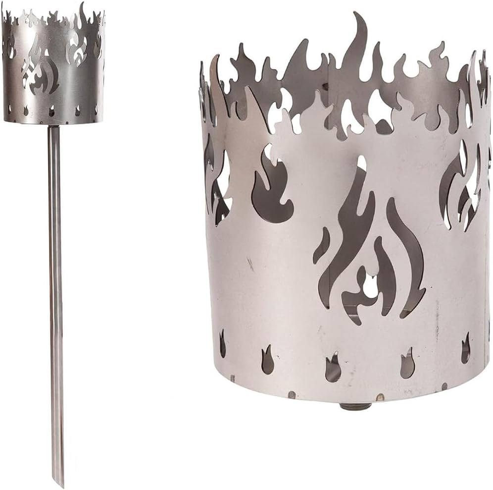 Gartenfackel f&uuml;r drau&szlig;en Motiv Feuer 1x Brennelement - Holzsp&auml;ne mit Wachs - Schwedenfackel Pelletfackel Feuers&auml;ule Flammschalen Wachsfackel Gartenleuchte - Bild 1