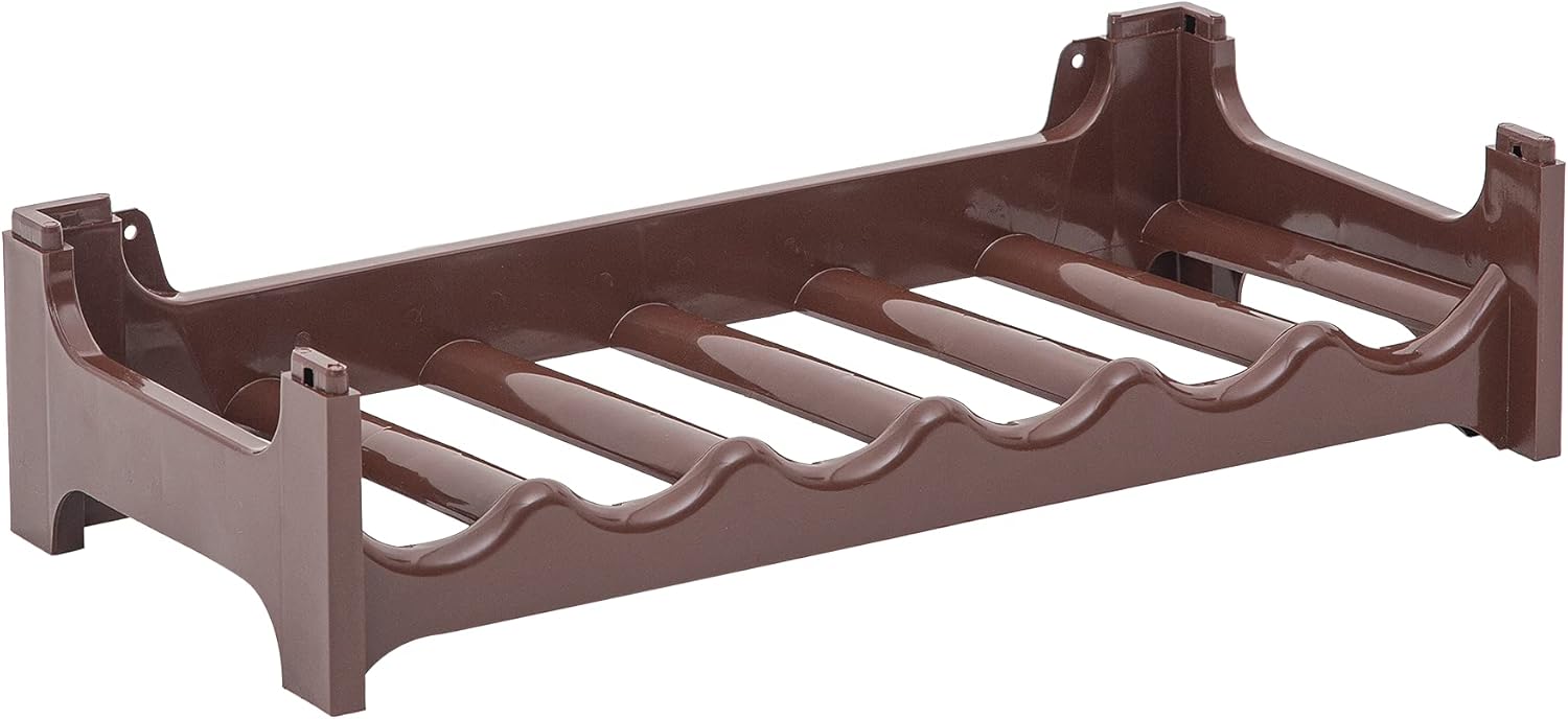 Flaschenregal f&uuml;r 6 Flaschen , Braun , erweiterbar , stapelbar , Getr&auml;nkeschrank f&uuml;r Flaschen , Pet Flaschen Aufbewahrung , Weinregal flach , Weinlagerung , Getr&auml;nkeaufbewahrung , Bottle Organizer - Bild 1