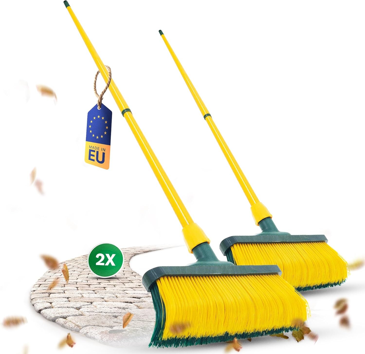 Krallenbesen Set 30 cm Holz mit Stiel Schneebesen Kratzbesen Rasenbesen Besen für draußen Outdoor Garden Broom (2, 30 cm Besen mit Stiel)