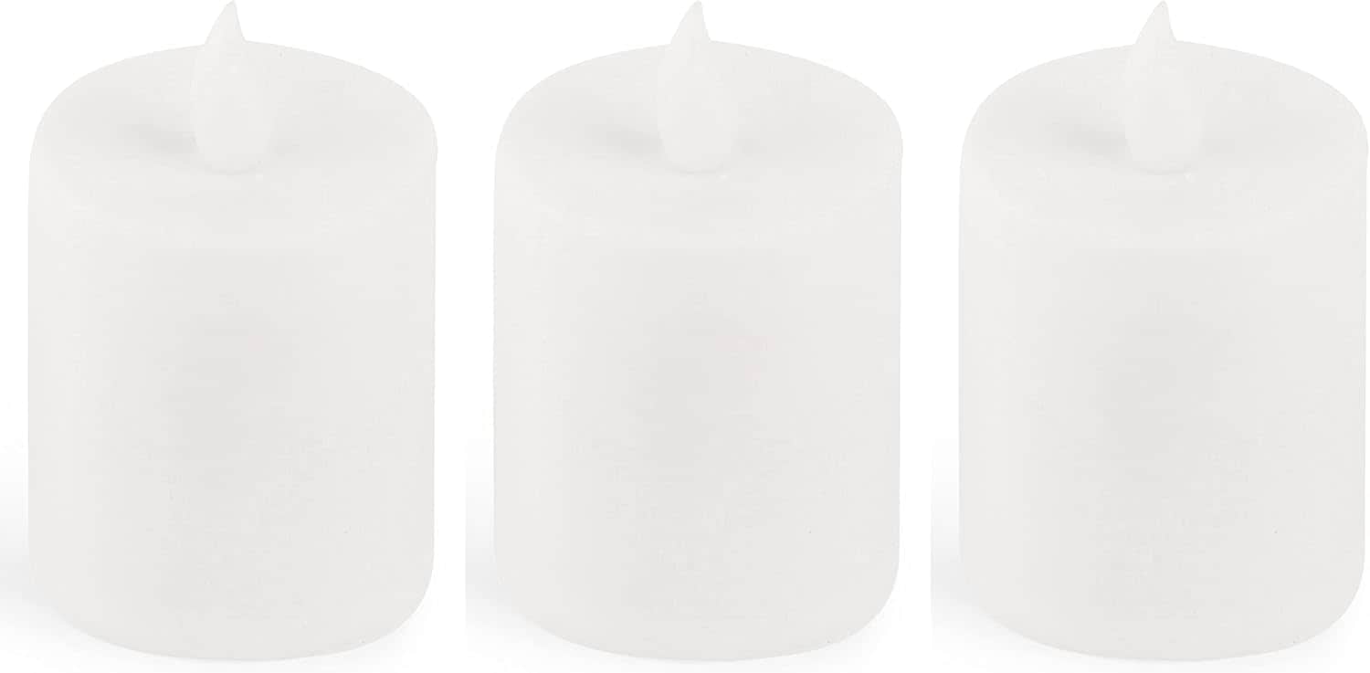 LED Kerze Outdoor 3 St&uuml;ck wei&szlig; Grablichter LED mit Batterie Dauerkerze LED Kerzen flackernde Flamme Dauerbrenner LED Friedhofskerze Ambientebeleuchtung Gedenkkerze - Bild 1
