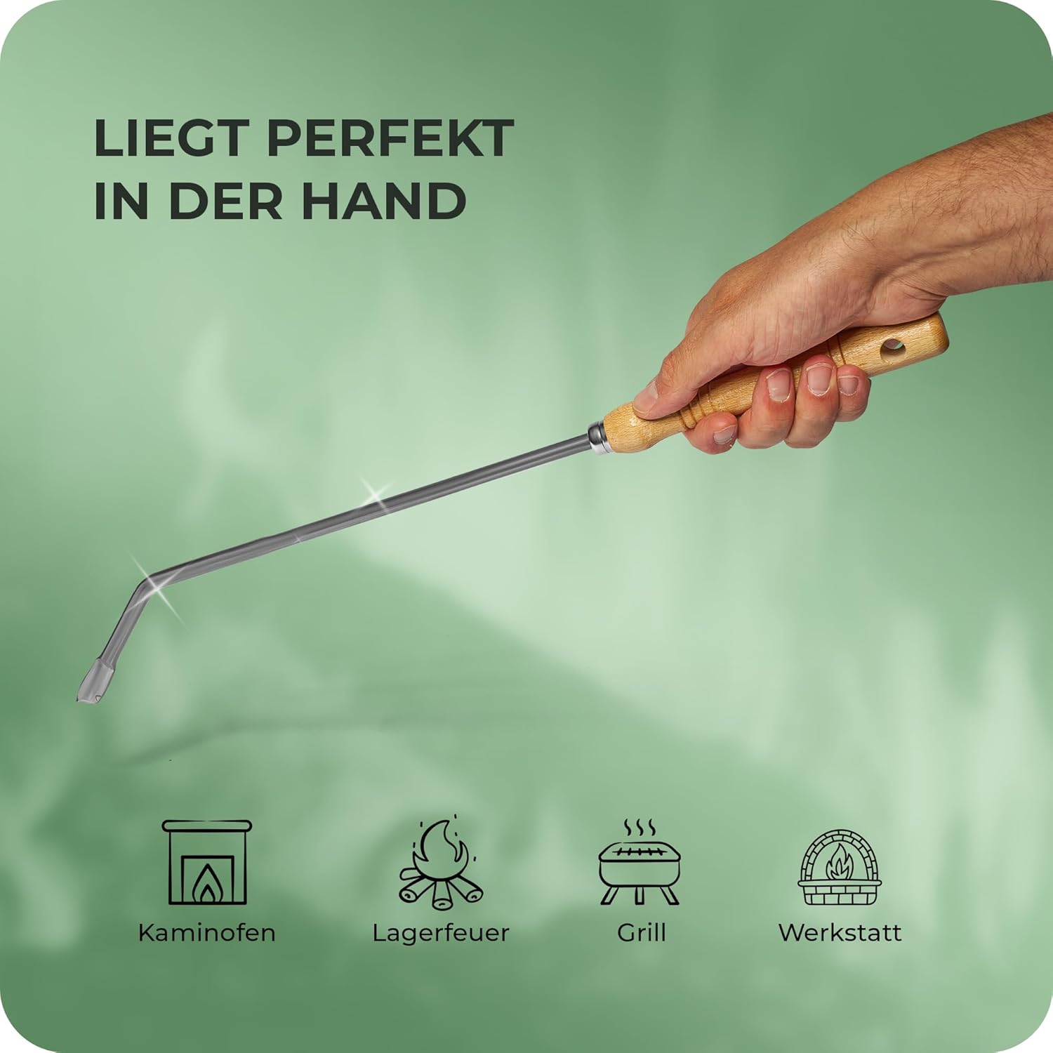 Stocheisen mit Holzgriff Schüreisen Schürhaken Glutkratzer Kaminzubehör Kaminbesteck Feuerhaken Aschenkratzer (1, Stocheisen) online kaufen bei Netto