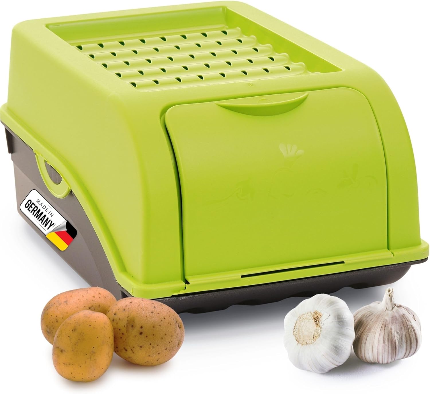 Kartoffel Aufbewahrungsbox | klein 3,5L | GR&Uuml;N | Zwiebelbox | Gem&uuml;sebox stapelbar Kartoffelbox Zwiebel Aufbewahrung Kartoffelkorb Obstbeh&auml;lter Kartoffelkiste Frischhaltedose M&ouml;hren - Bild 1