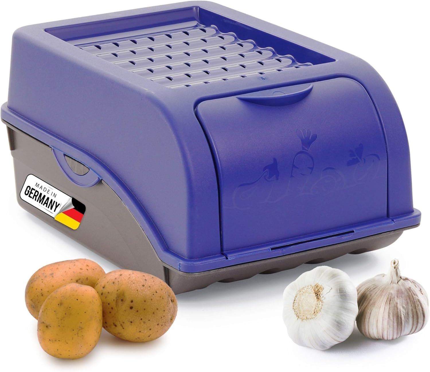 Kartoffel Aufbewahrungsbox | klein 3,5L | Marine BLAU | Zwiebelbox | Gem&uuml;sebox stapelbar Kartoffelbox Zwiebel Aufbewahrung Kartoffelkorb Obstbeh&auml;lter Kartoffelkiste Frischhaltedose M&ouml;hren - Bild 1