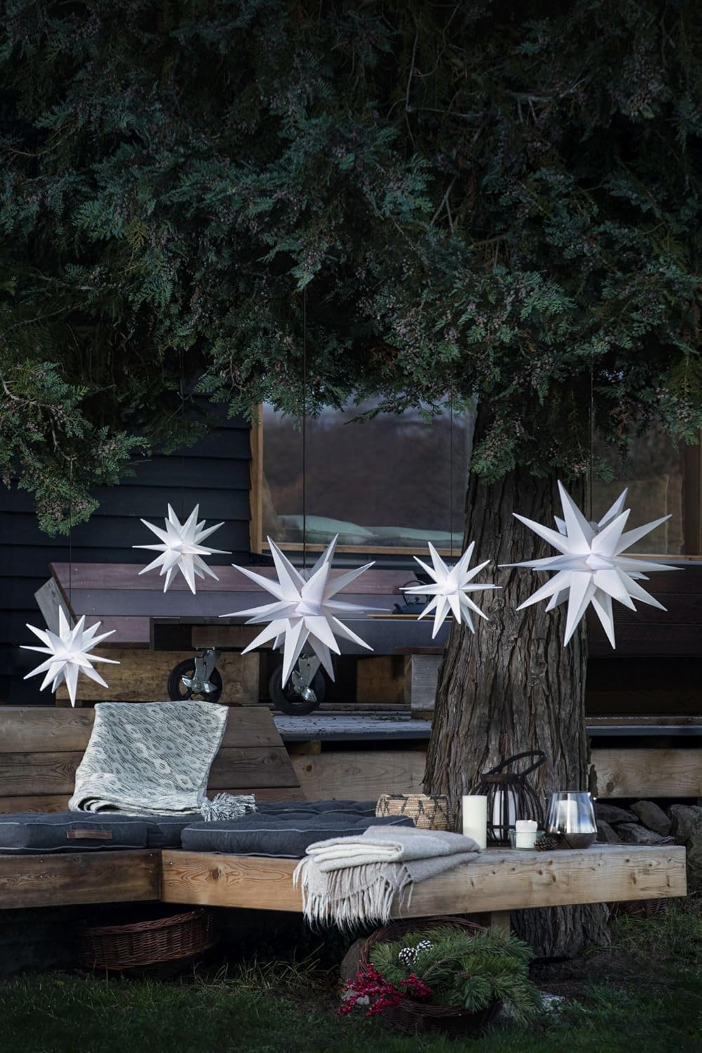Weihnachtsstern LED Dekostern 25cm Weiss fr AUSSEN Kabel mit Trafo 3D  Stern 18 Zackig Leuchtstern Weihnachtslicht Winterbeleuchtung 3D Stern  Weihnachtslicht Xmas Lights online kaufen bei Netto