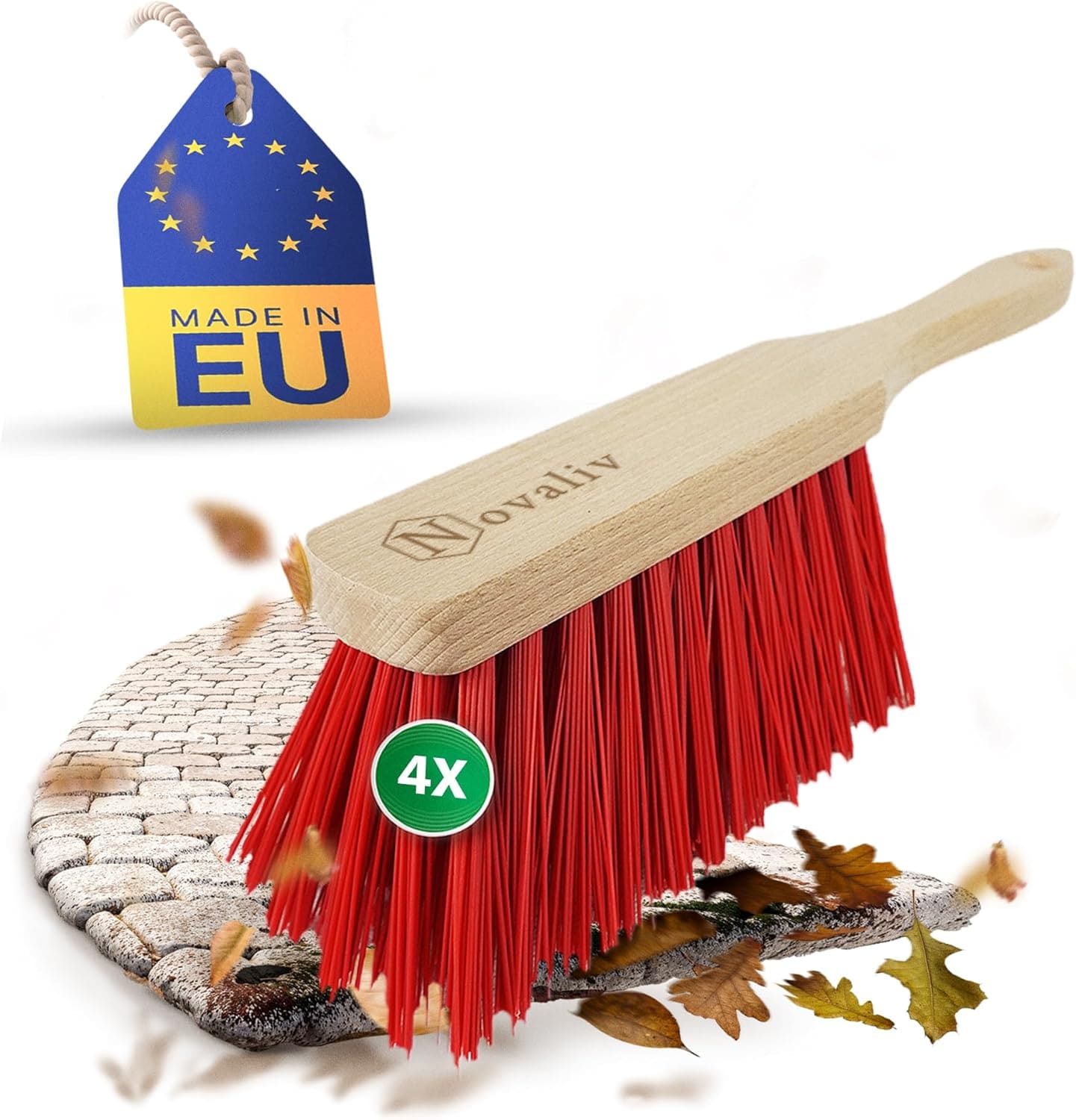 4er Set Handfeger Klein ELASTONBORSTEN Handbesen Holz Kehrwisch Industriehandfeger Auto Schneebesen Holz Hand Brush Handfeger Grob Handfeger Camping Besen Vorzeltteppich Wohnwagen - Bild 1