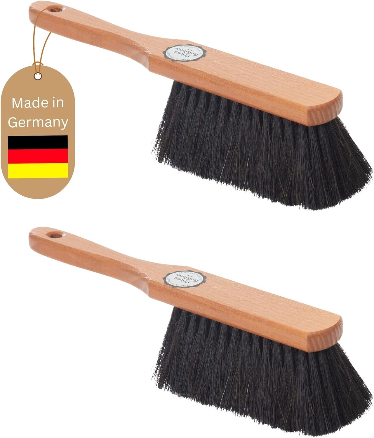 2X Mischung ROSSHAAR Handfeger Set Besen weiche Borsten - Mix Rosshaar Handfeger Auto Besenb&uuml;rste - Idealer Schneebesen Auto Rosshaarbesen Mix Schrankbesen Naturborsten Hand Brush Handkehrer - Bild 1