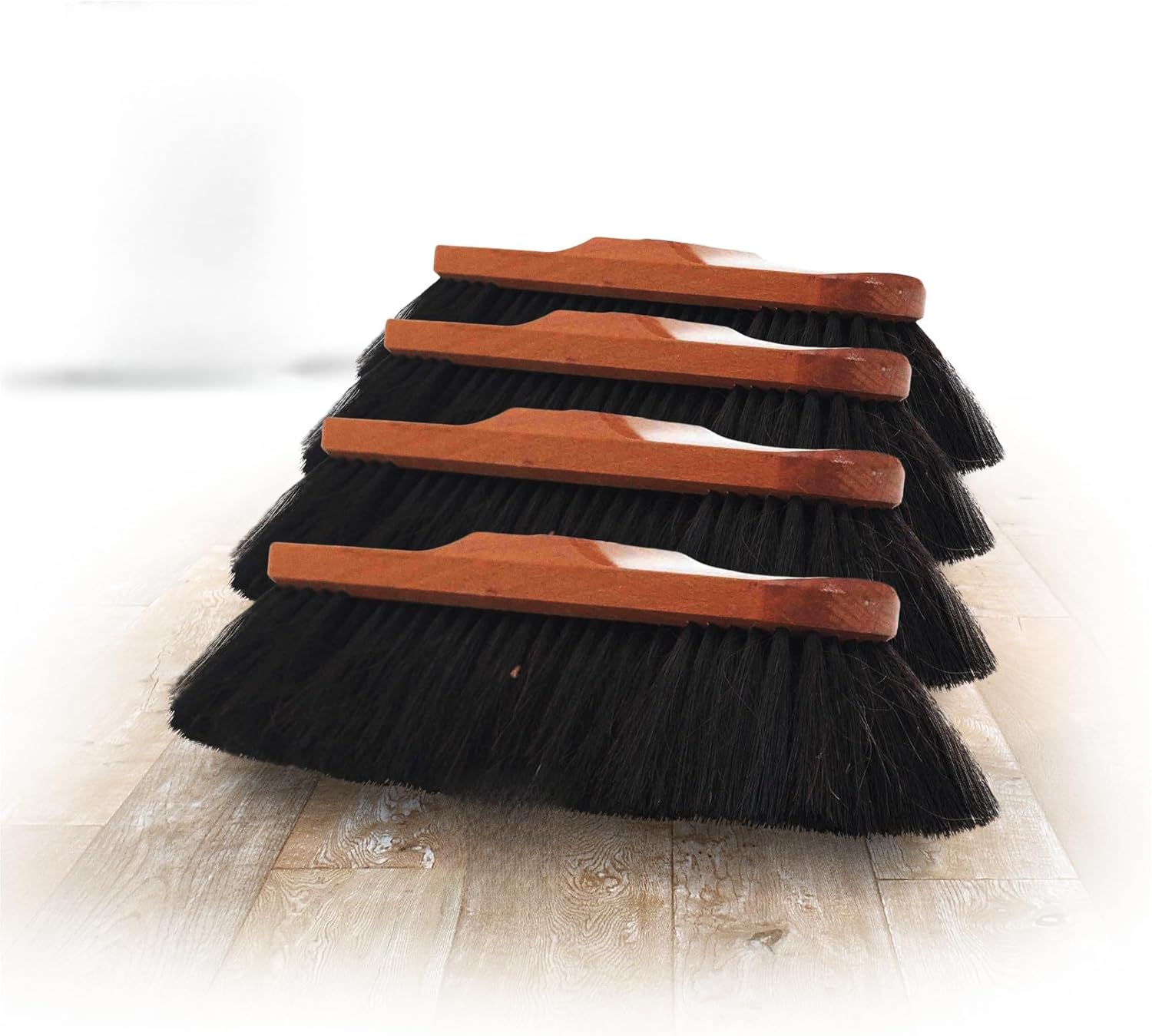 4X Zimmerbesen ROSSHAAR Mischung Besen weiche Borsten Schrankbesen Gemischtes Rosshaar Besenkopf Idealer Besen f&uuml;r Laminat und Parkett Rosshaarbesen Mix Naturborsten Stubenbesen - Bild 1