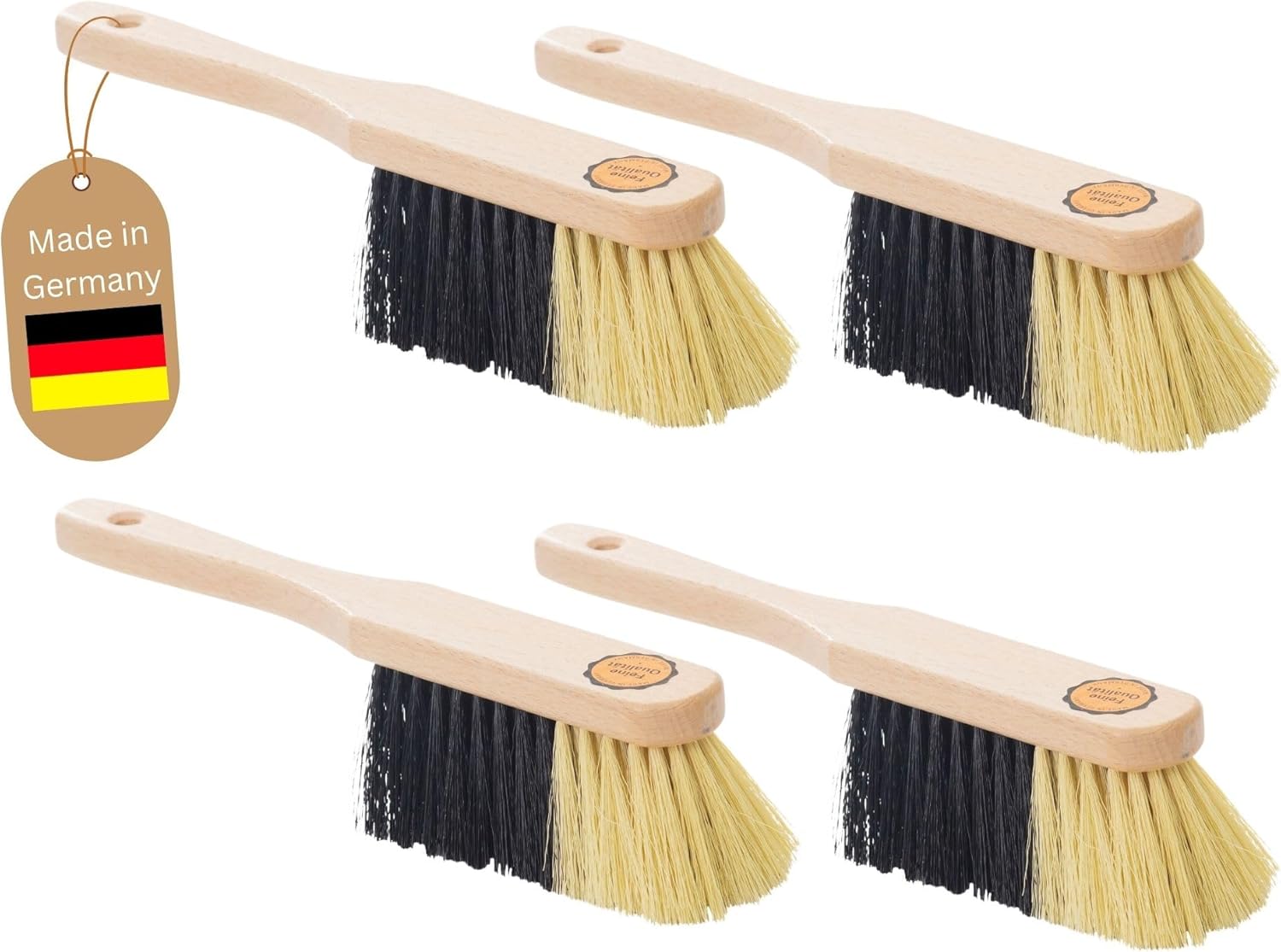 4er Set KUNSTBORSTEN Handfeger Besen weiche Borsten - Schrankbesen Camping Handfeger Auto Besenb&uuml;rste - Idealer Schneebesen Auto Hand Brush Vorzeltteppich Wohnwagen Handbesen Holz Handkehrer - Bild 1