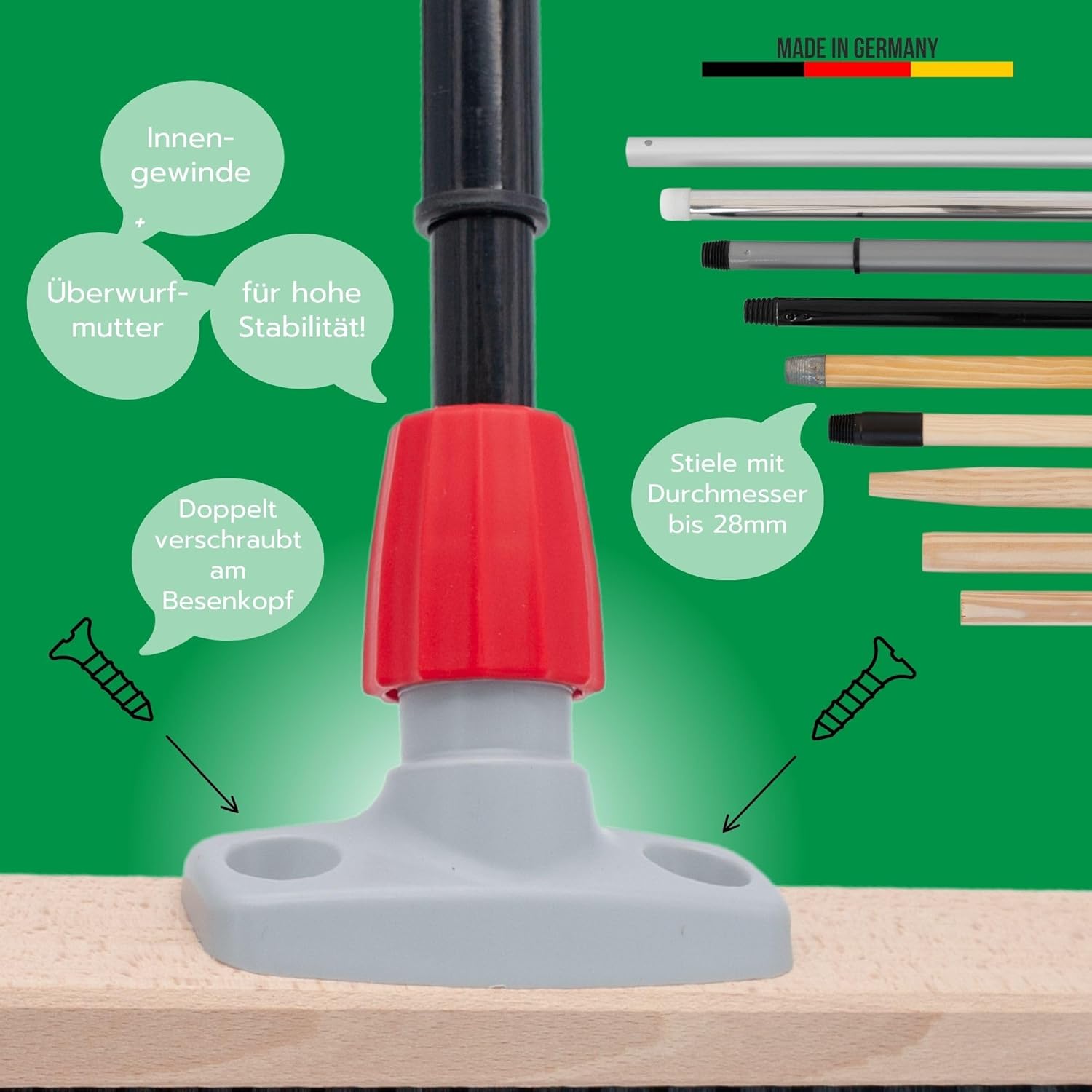 Rosshaarbesen Naturhaar Set 50 cm I Besen Handbesen und Schaufel Teleskopstiel I Rosshaar schwarz I mit Stiel ausziehbar I Kehrbesen Haushaltsbesen Werkstattbesen - Bild 1