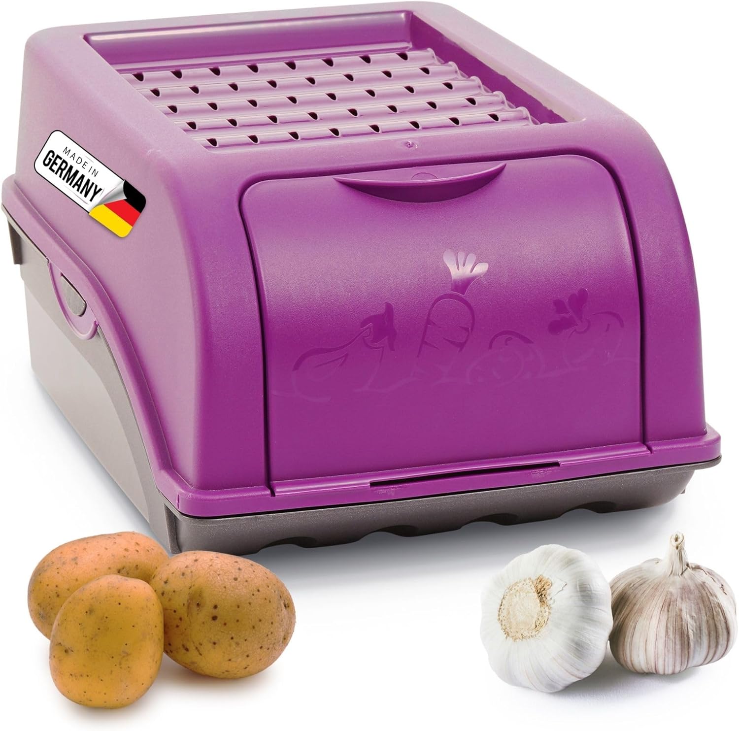 Kartoffel Aufbewahrungsbox | klein 3,5L | LILA | Zwiebelbox | Gem&uuml;sebox stapelbar Kartoffelbox Zwiebel Aufbewahrung Kartoffelkorb Obstbeh&auml;lter Kartoffelkiste Frischhaltedose - Bild 1