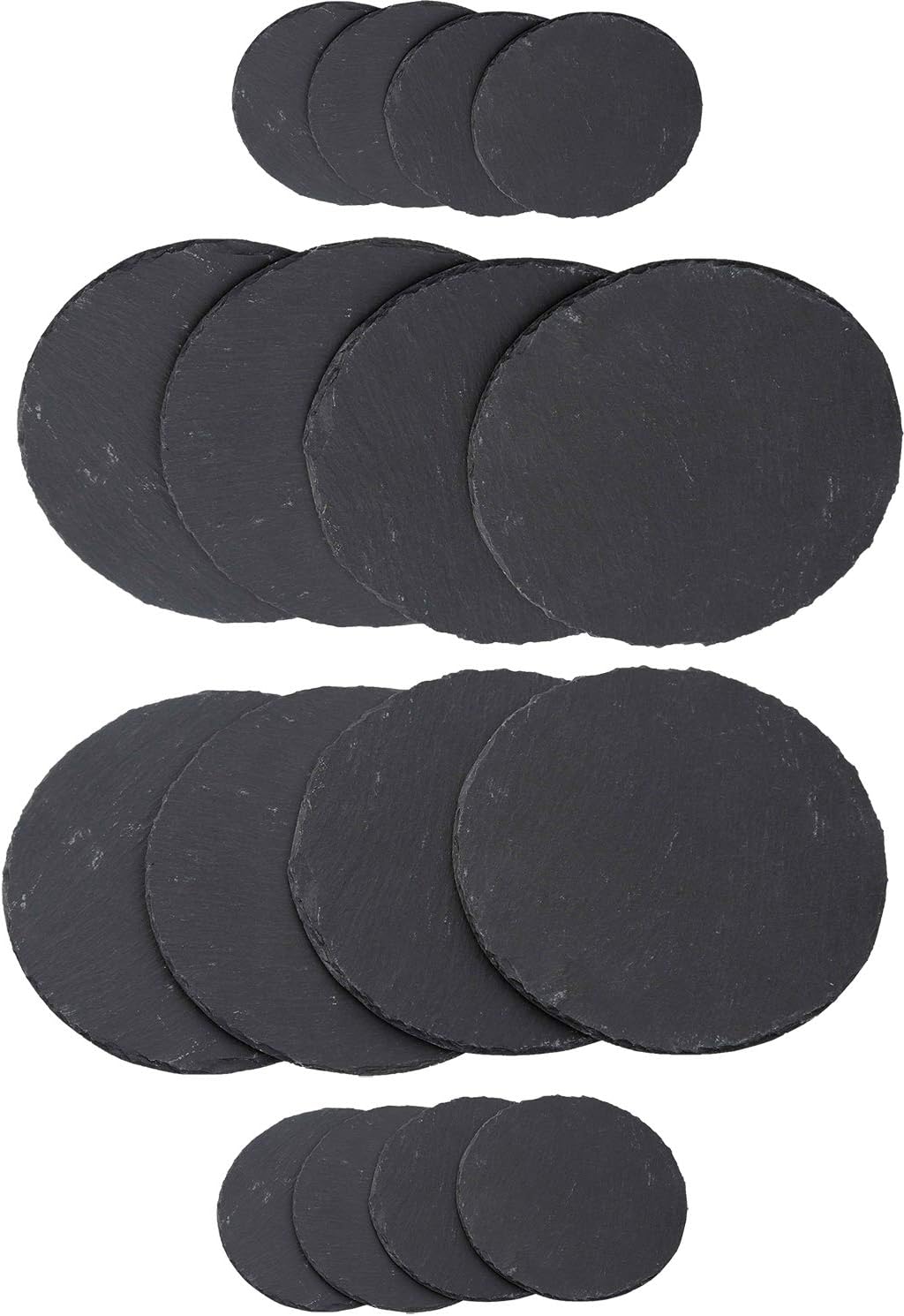 Platzset Schiefer 16 TLG I 8X 25 cm rund Platzset Schiefer Teller Untersetzer I 8X 10 cm rund Glasuntersetzer Schiefer Untersetzer Sevierplatte - Bild 1
