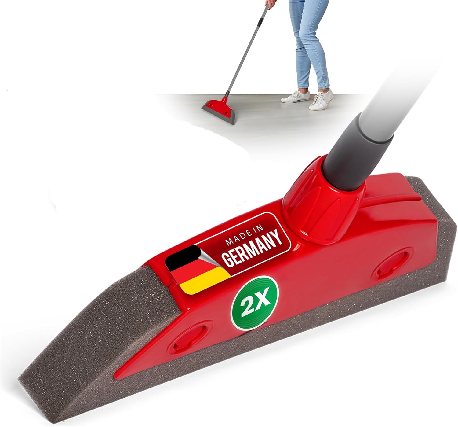 2X Schaumstoffbesen mit Teleskopstiel Auto & Abzieher Friseurbesen Gummi Noppenbesen Hundehaarentferner Parkett Besen f&uuml;r Drinnen Teppichbesen Bodenabzieher Haushaltsbesen Wunderbesen - Bild 1