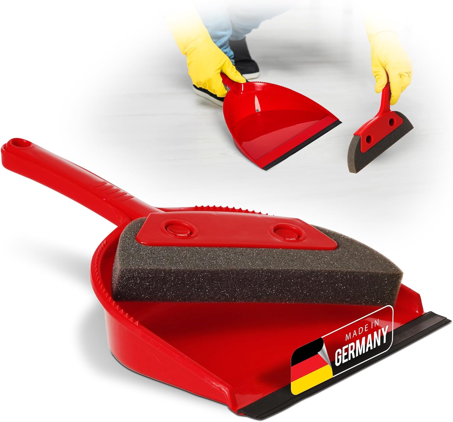 Schaumstoffkehrgarnitur I rot I Schaufel und Besen I Schaumstoffhandfeger Hand Brush Handkehrer Handkehrset dust pan - Bild 1
