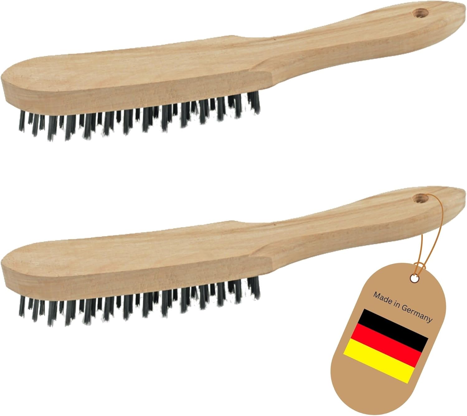 2X Drahtb&uuml;rsten I 3-reihig I 27 cm lang I mit Holzgriff I Bremssattelb&uuml;rsten Grill Drahtb&uuml;rsten Kratzb&uuml;rsten Metallb&uuml;rsten Handdrahtb&uuml;rsten Set Kehlnahtb&uuml;rsten Wire Brush - Bild 1