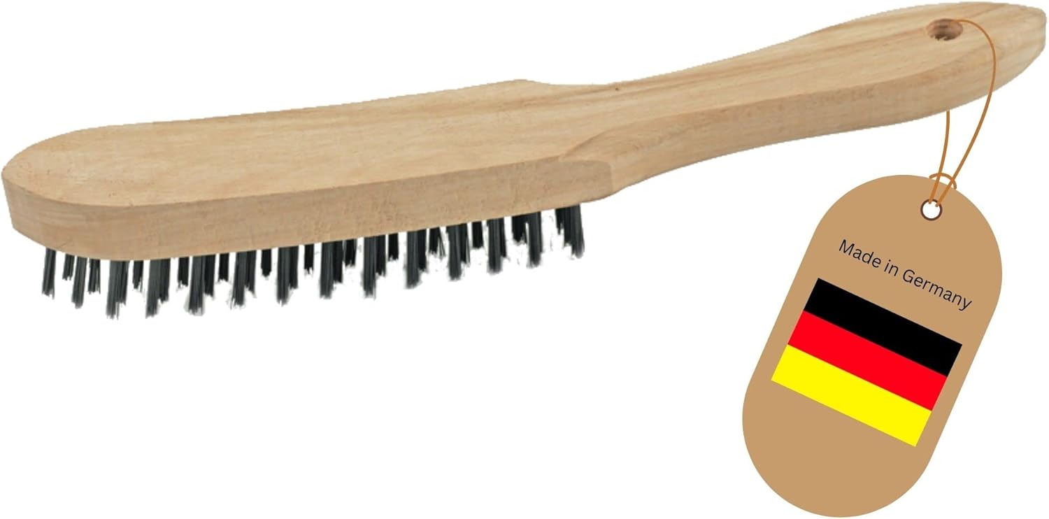 Drahtb&uuml;rste I 5-reihig I 27 cm lang I mit Holzgriff I Bremssattelb&uuml;rste Grill Drahtb&uuml;rste Kratzb&uuml;rste Metallb&uuml;rste Handdrahtb&uuml;rste Kehlnahtb&uuml;rste Wire Brush - Bild 1