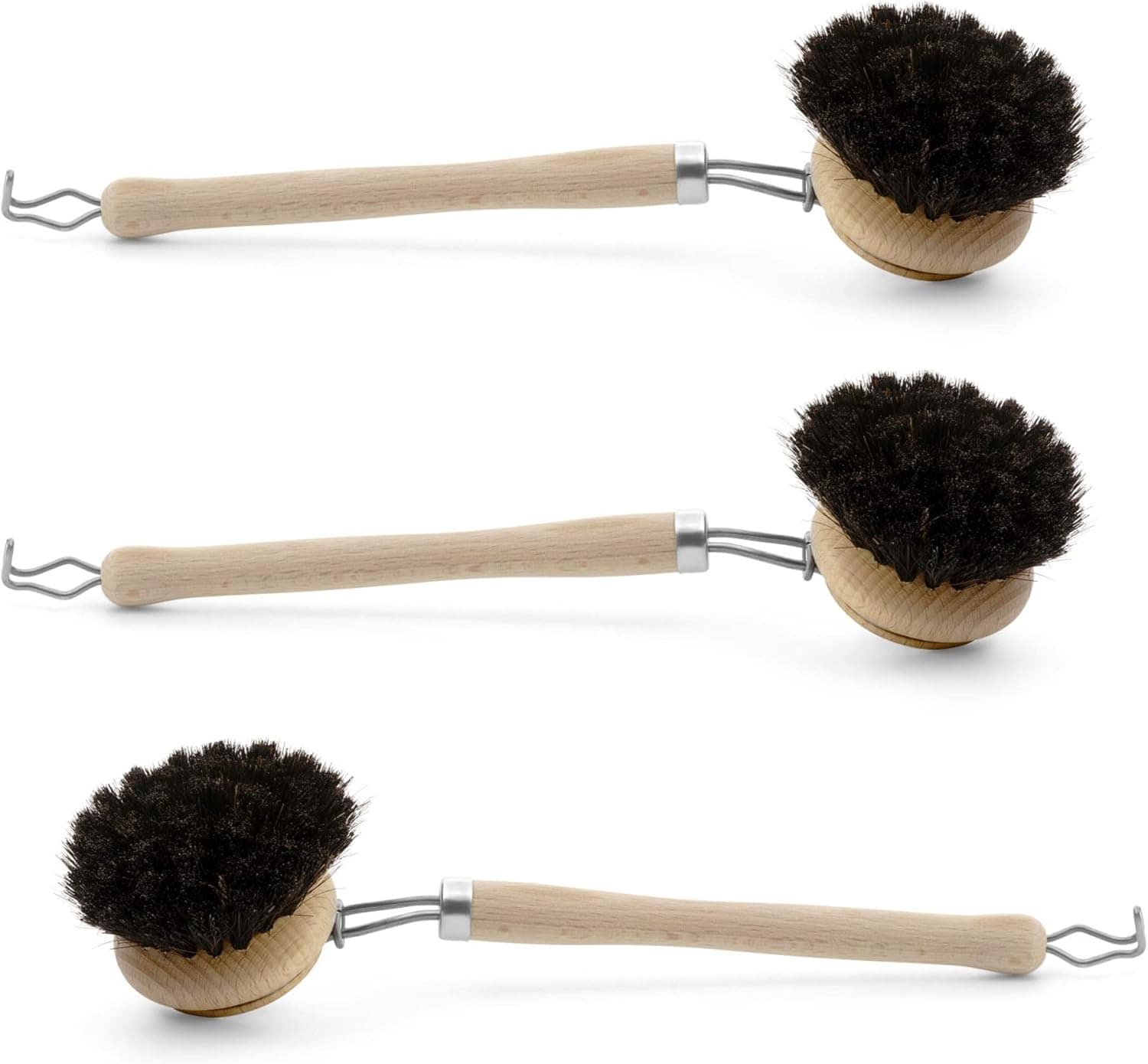 3X Sp&uuml;lb&uuml;rsten Set I Rosshaar I Holz I gro&szlig; I Abwaschb&uuml;rste K&uuml;chenb&uuml;rste Mixtopf B&uuml;rste Scheuerb&uuml;rste Reinigungsb&uuml;rste Holzb&uuml;rste K&uuml;che Dish Brush Plastikfrei Produkte K&uuml;che - Bild 1