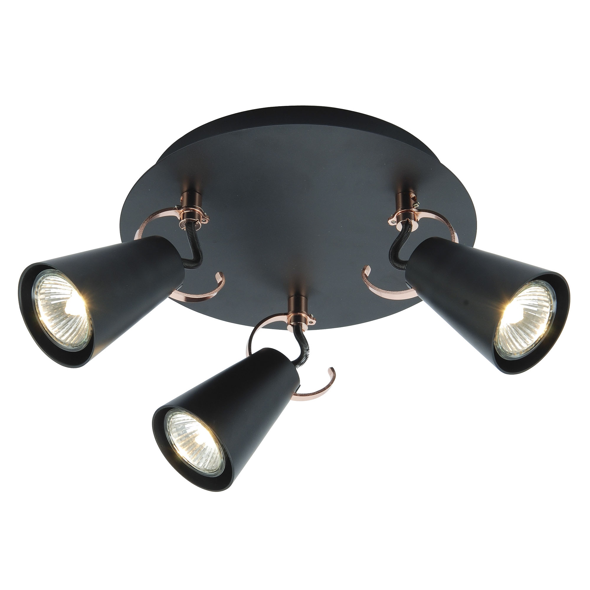 BRILLIANT Lampe SASO Spotrondell 3flg schwarz/kupfer F&uuml;r LED-Leuchtmittel geeignet I Dimmbar bei Verwendung geeigneter Leuchtmittel - Bild 1